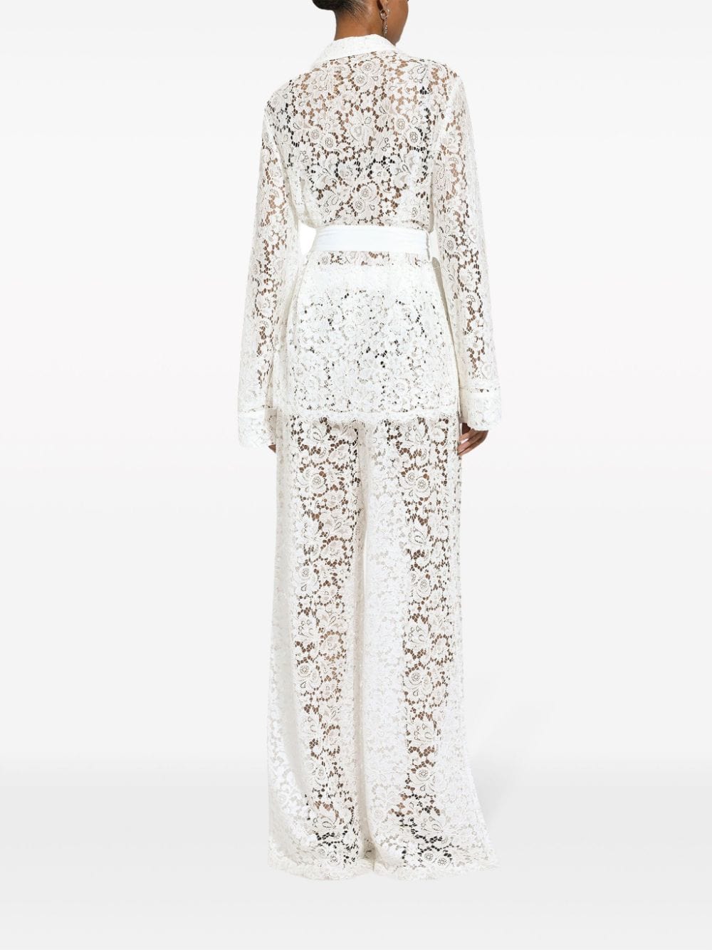 Dolce & Gabbana Floral-Lace Belted Shirt