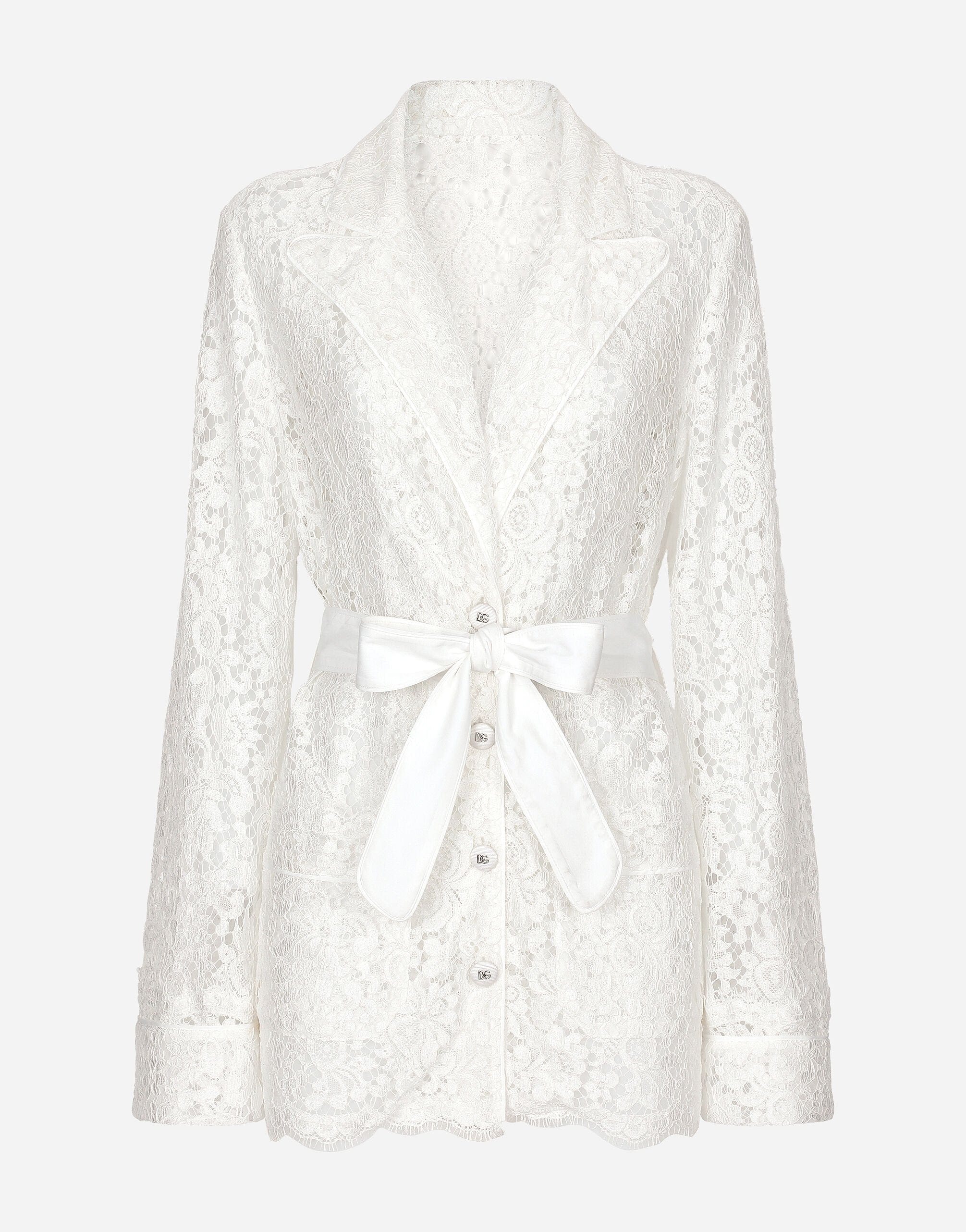 Dolce & Gabbana Floral-Lace Belted Shirt