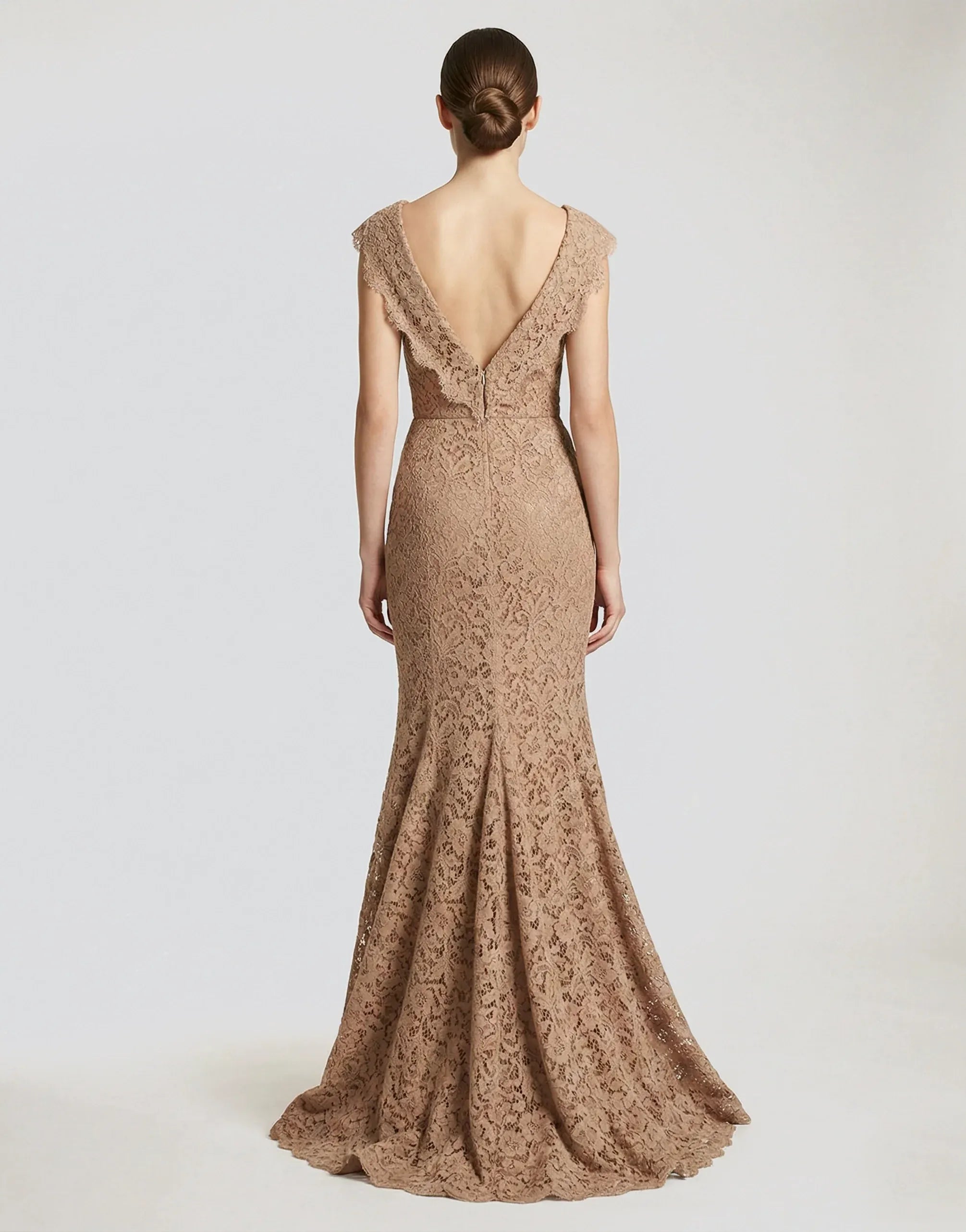 Dolce & Gabbana Floral Lace Cowl Neck Mermaid Gown
