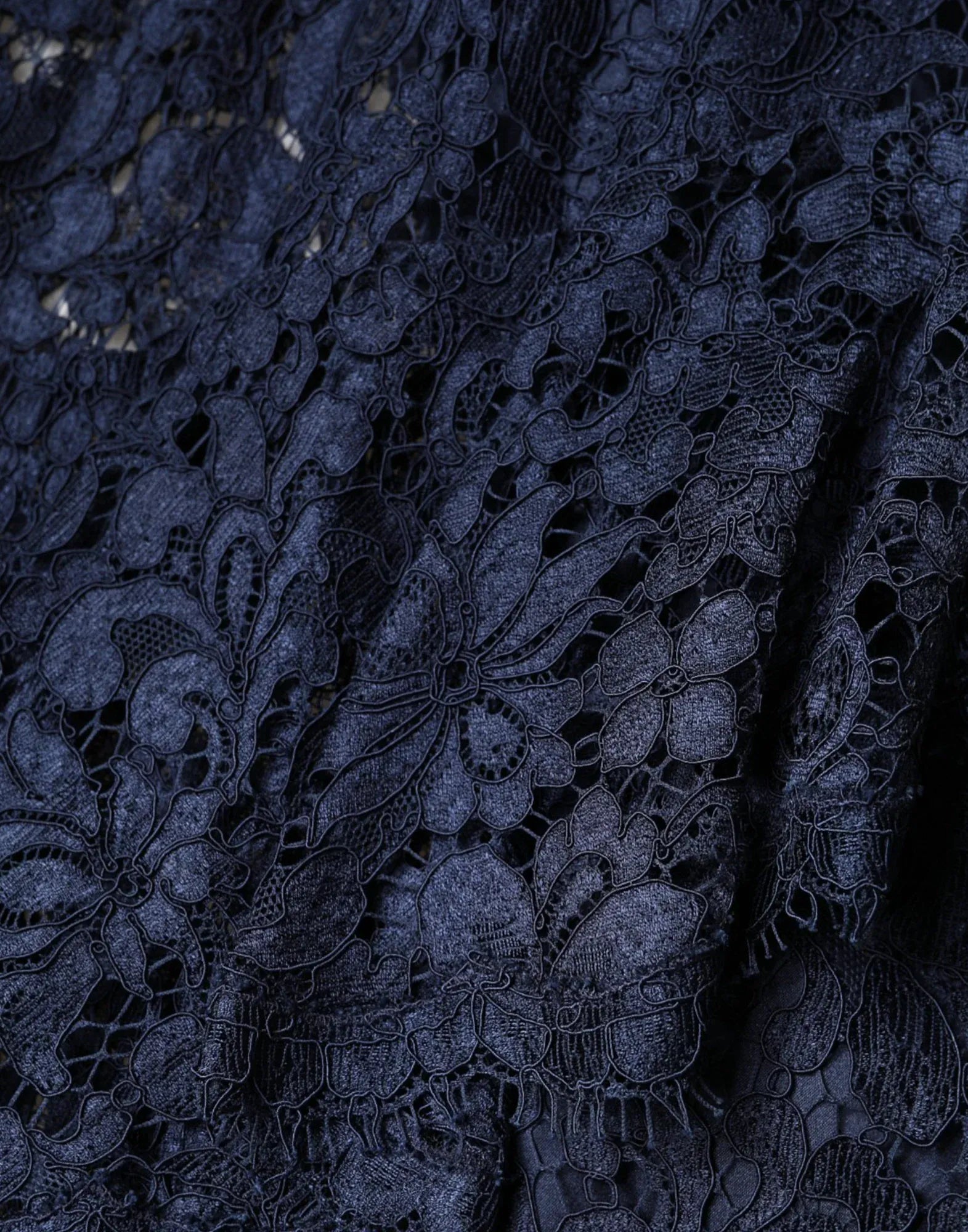 Dolce & Gabbana Floral Lace Long Sleeve Asymmetrical Ruffle Dress