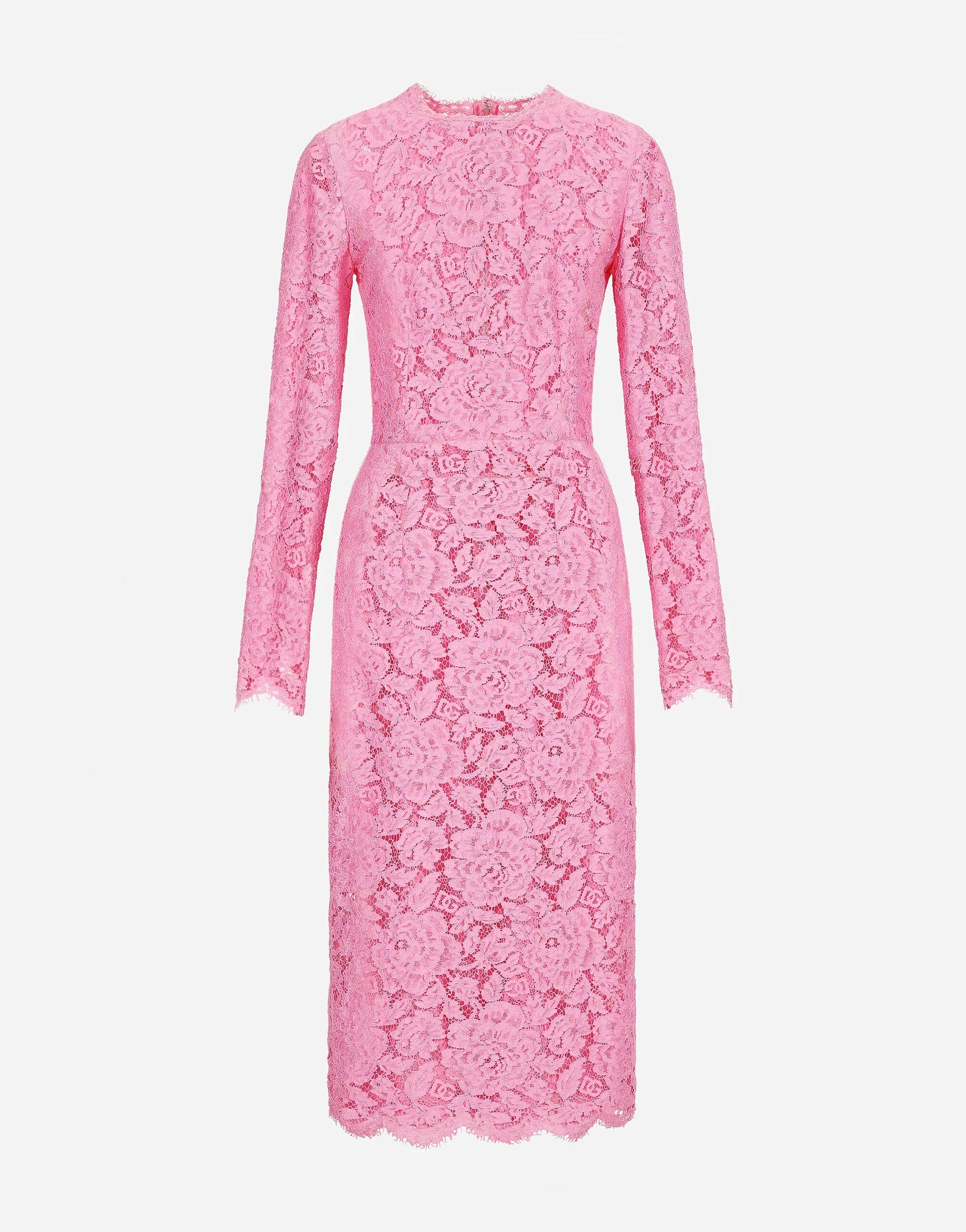 Dolce & Gabbana Floral-Lace Long-Sleeve Midi Dress