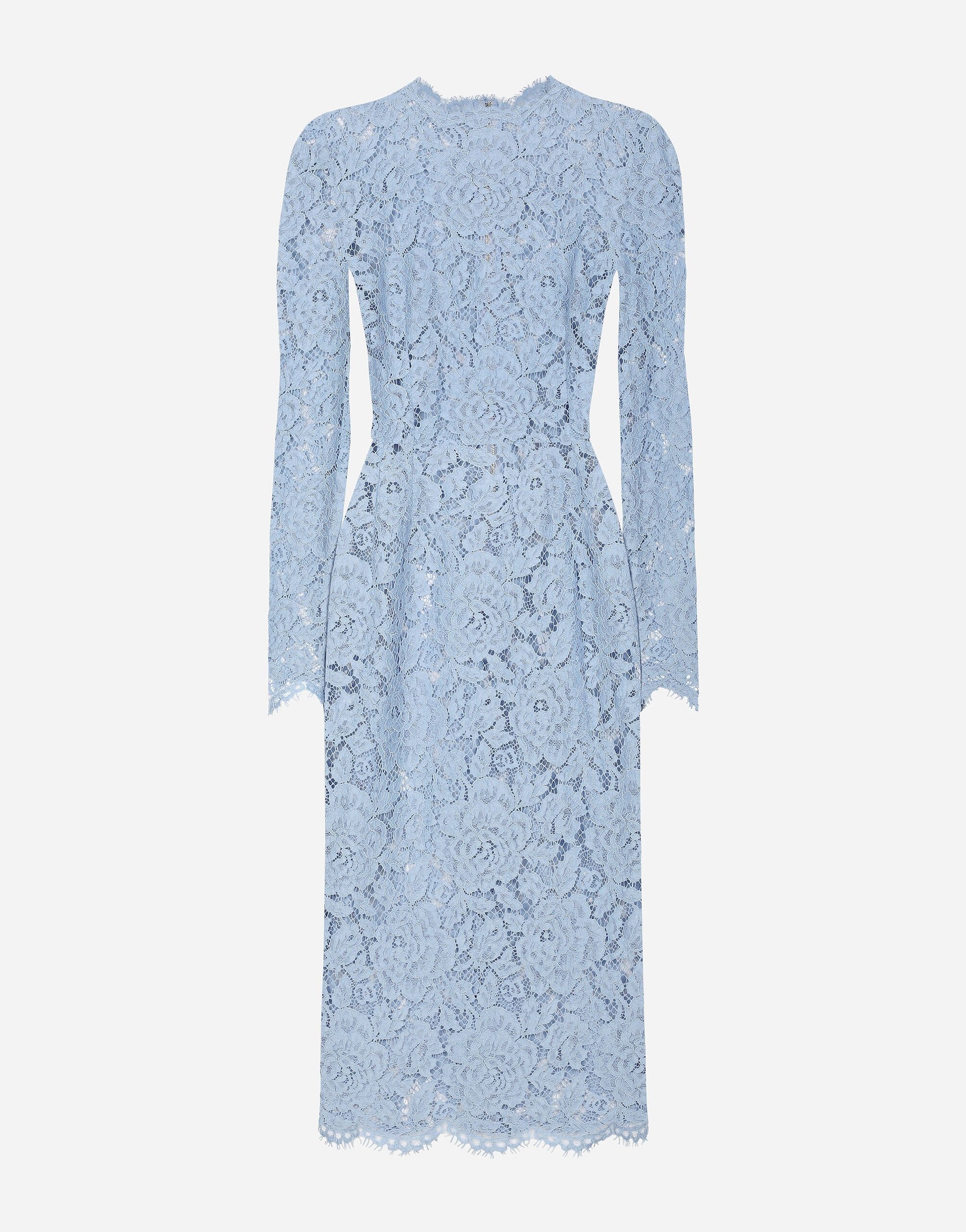 Dolce & Gabbana Floral-Lace Long-Sleeve Midi Dress