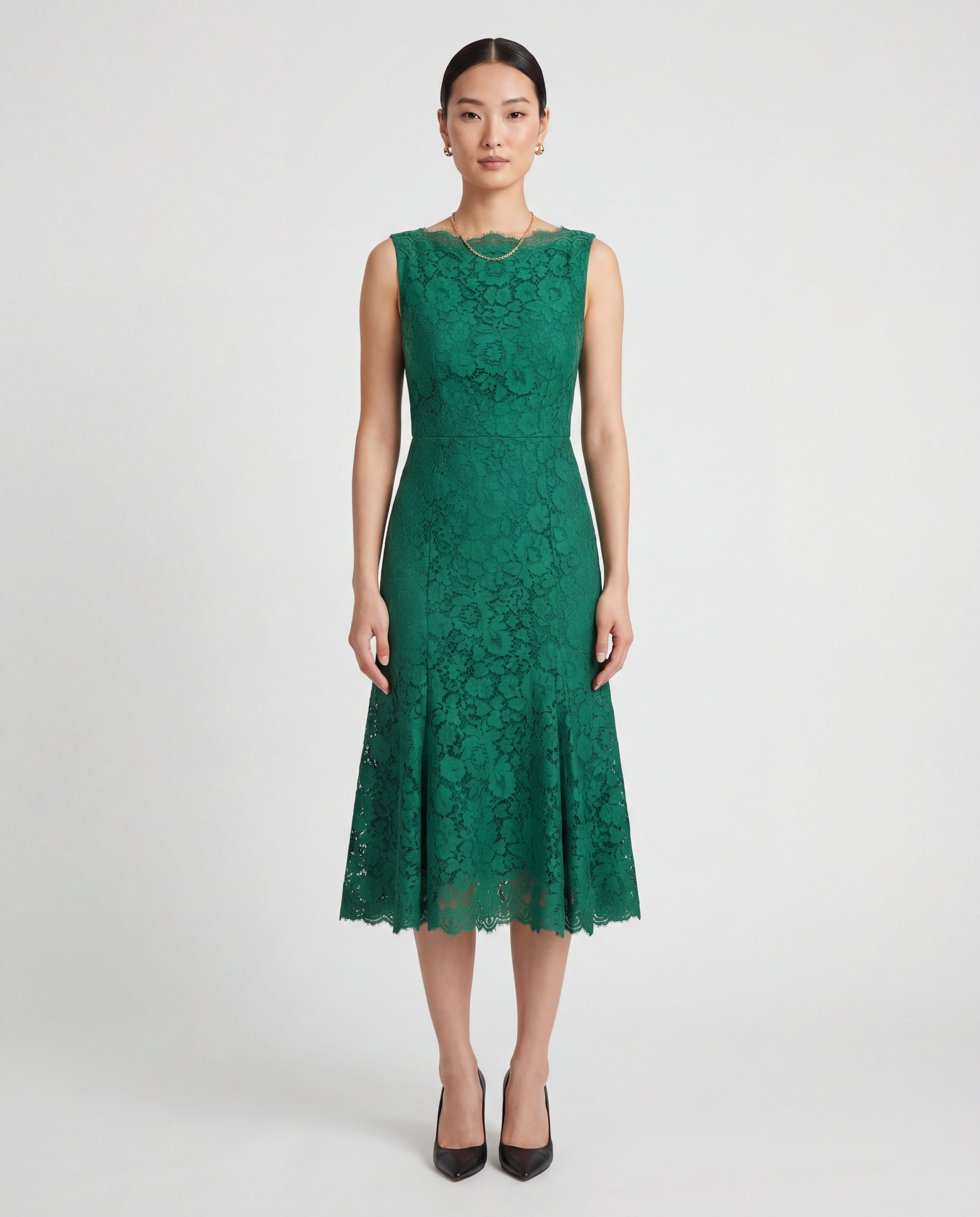 Dolce & Gabbana Floral Lace Sleeveless Midi Dress - alternate view