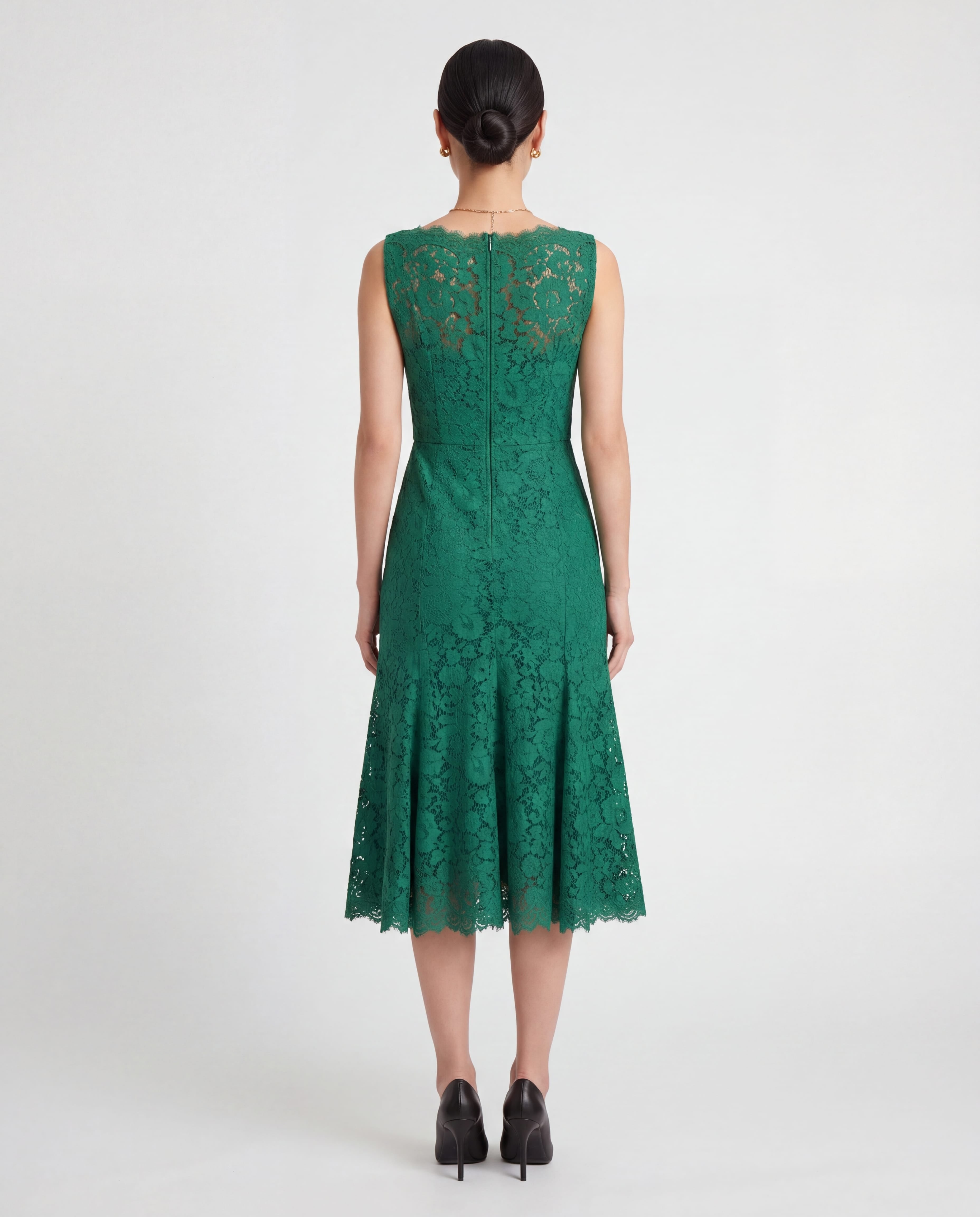 Dolce & Gabbana Floral Lace Sleeveless Midi Dress