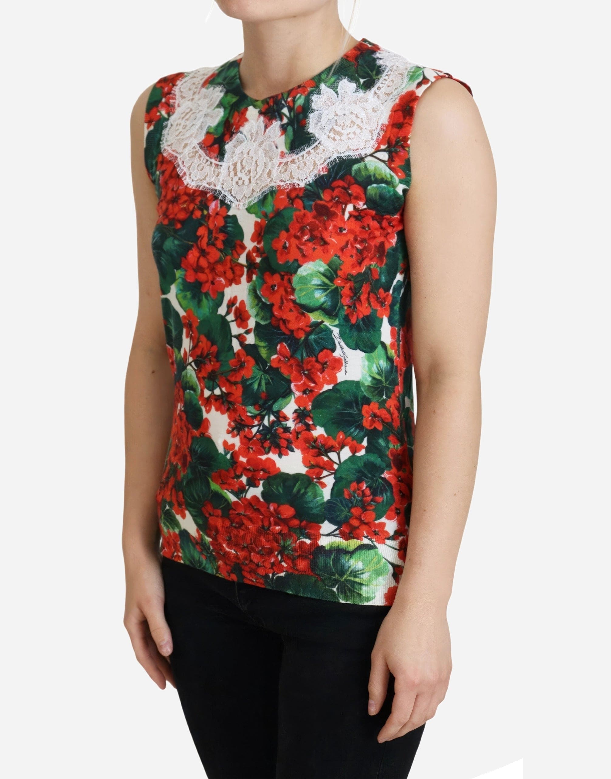 Dolce & Gabbana Floral Lace Sleeveless Sweater
