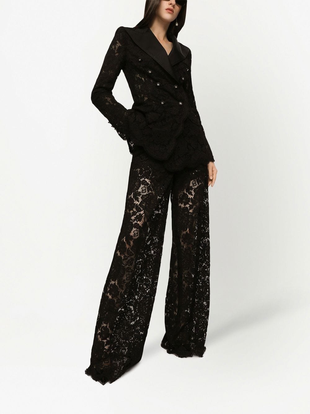 Dolce & Gabbana Floral Lace Tailored Pants | Sendegaro