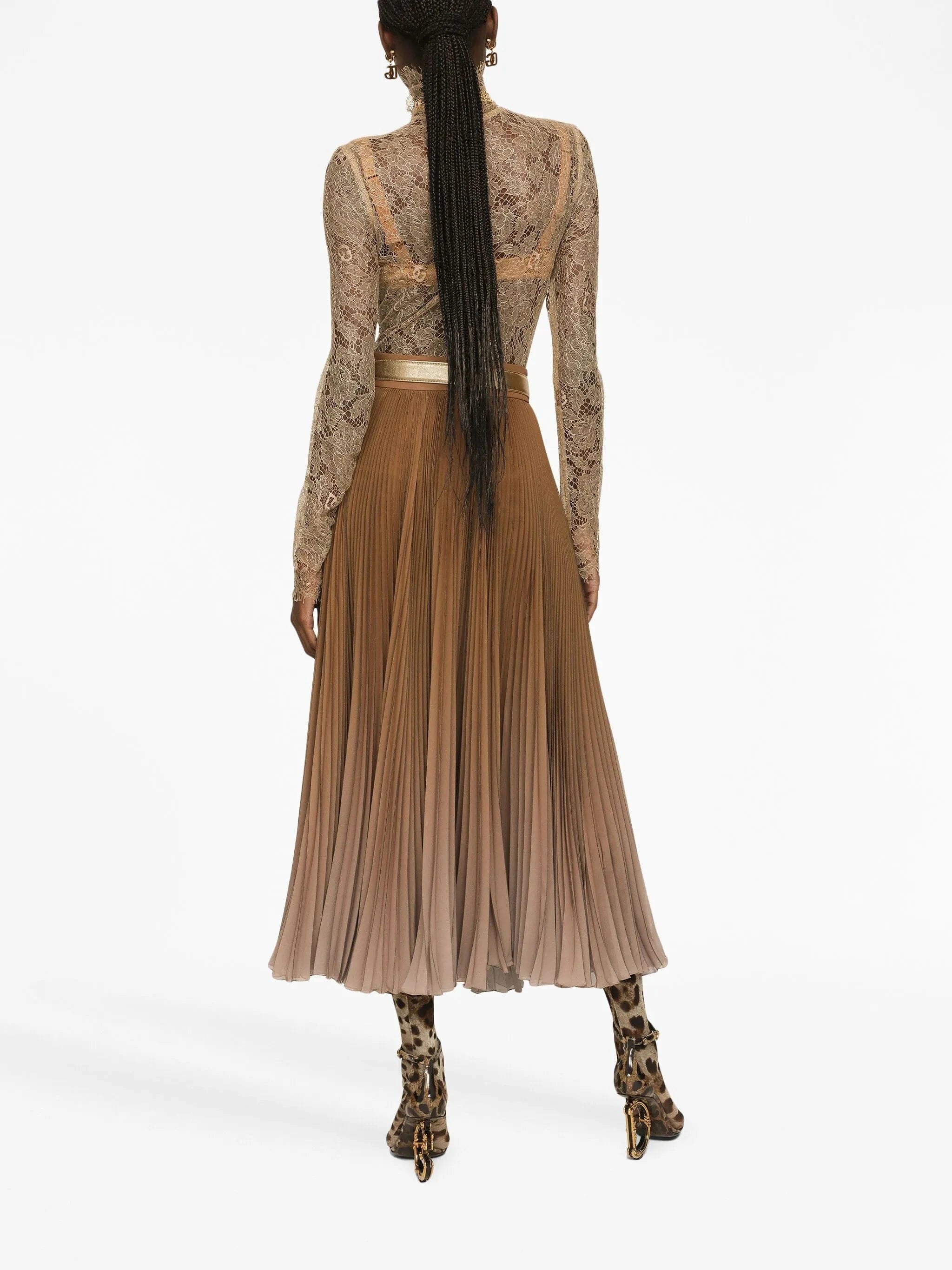 Dolce & Gabbana Floral Lace Turtle-Neck Blouse