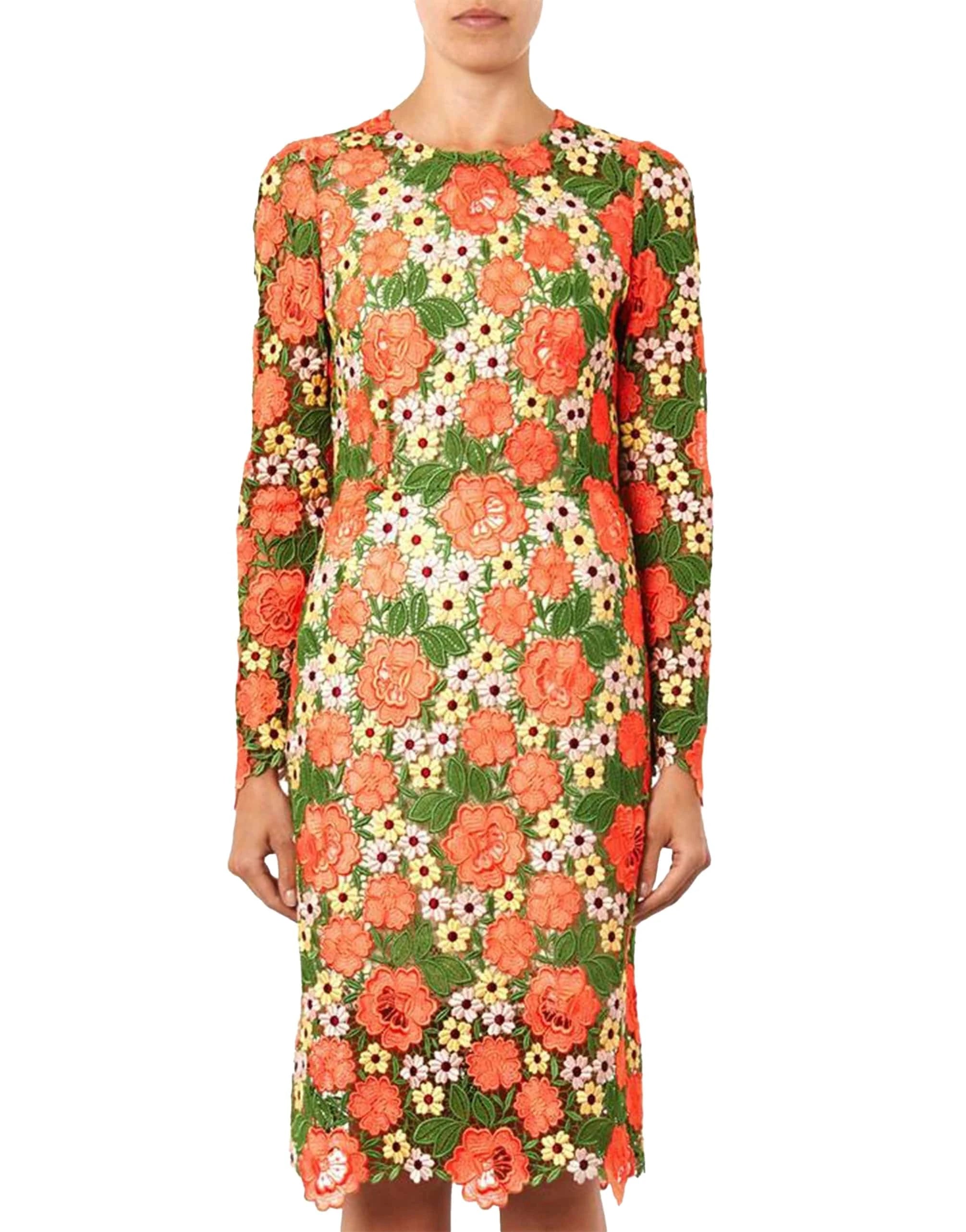 Dolce & Gabbana Multicolor Floral Embroidery Aline Mini Dress