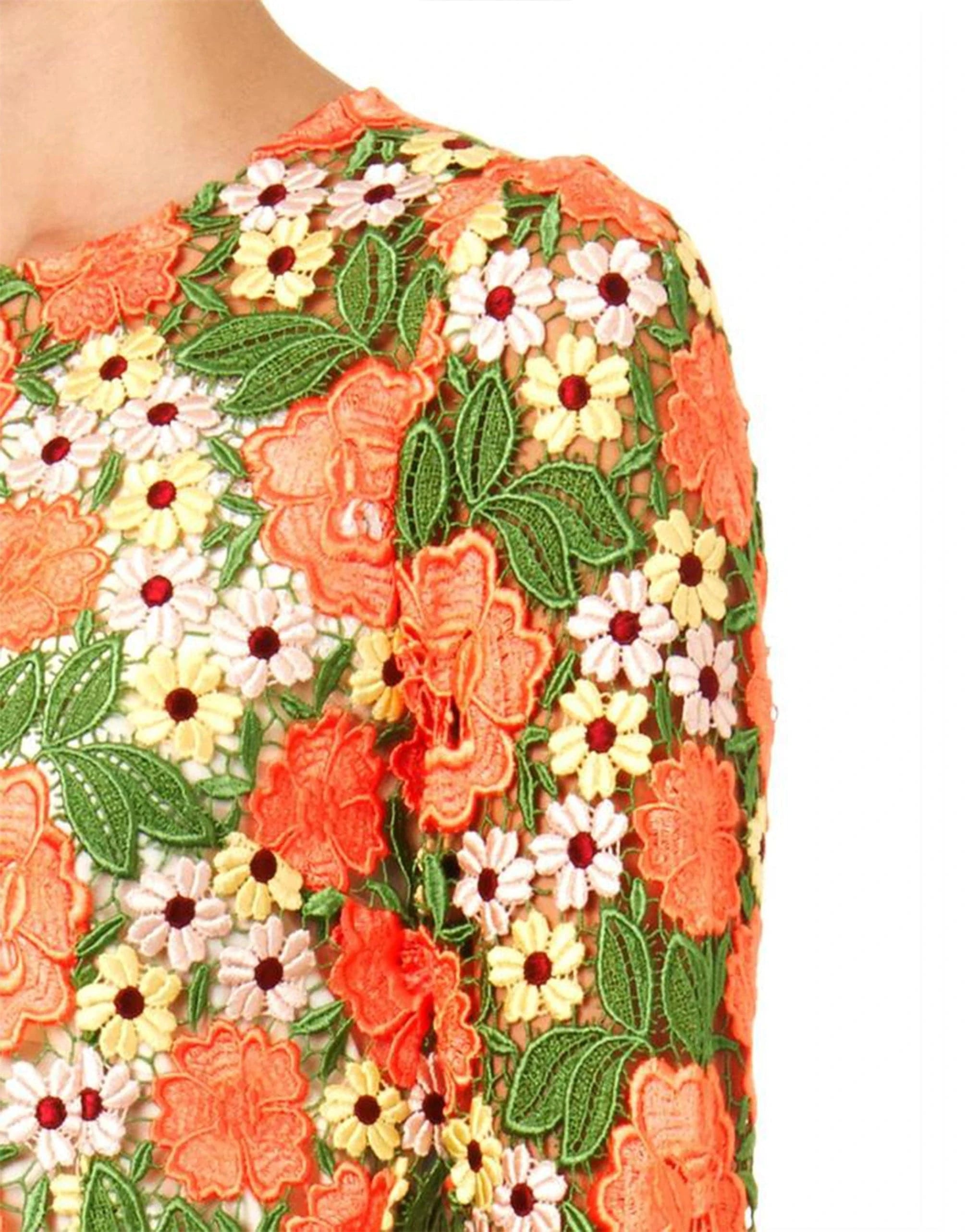 Dolce & Gabbana Multicolor Floral Embroidery Aline Mini Dress
