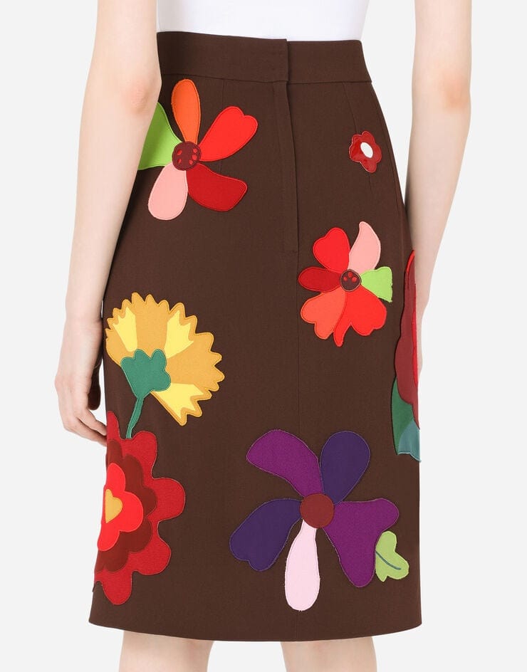 Dolce & Gabbana Floral Patches And Slit Midi Skirt