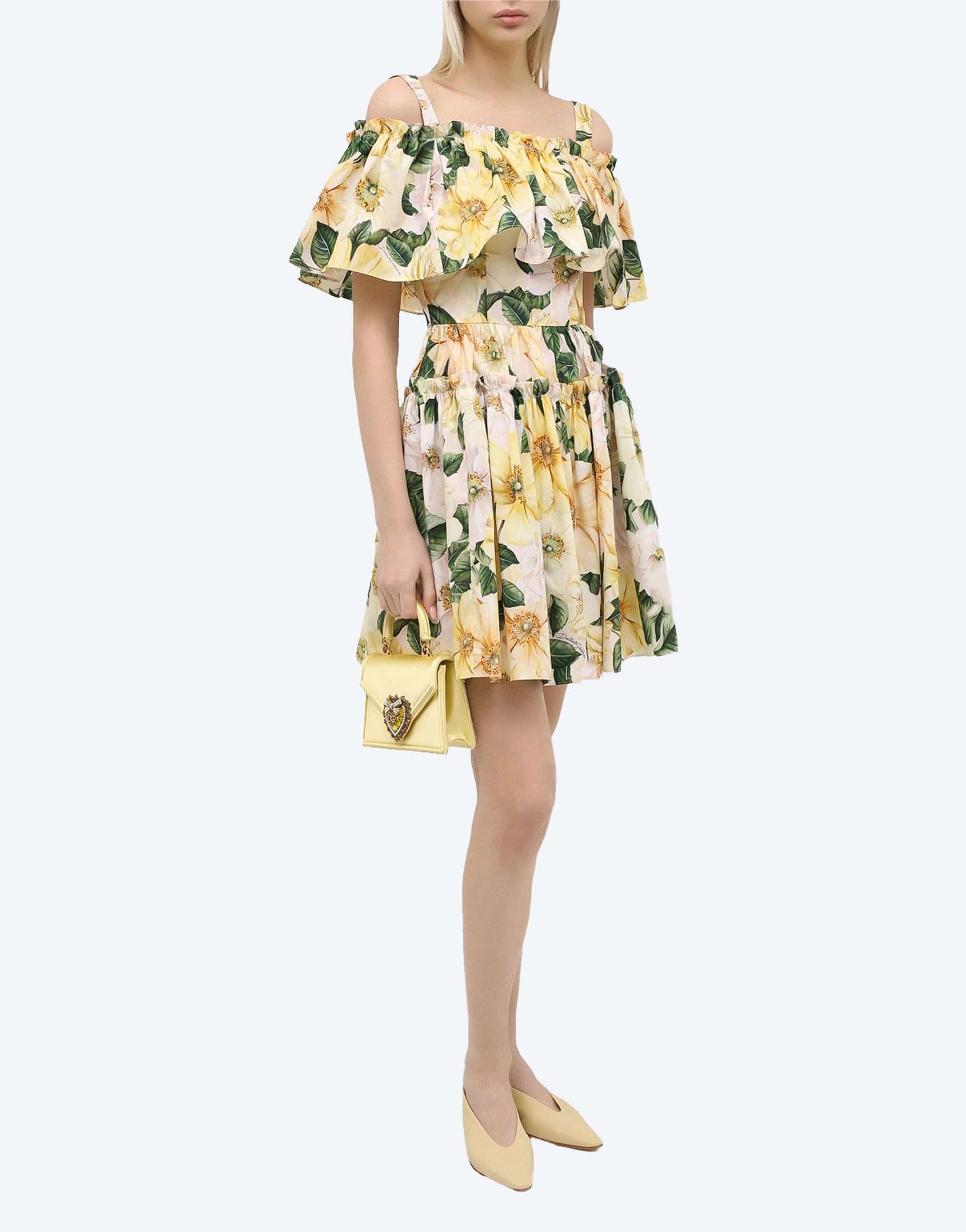 Floral Poplin Off-The-Shoulder Mini Dress