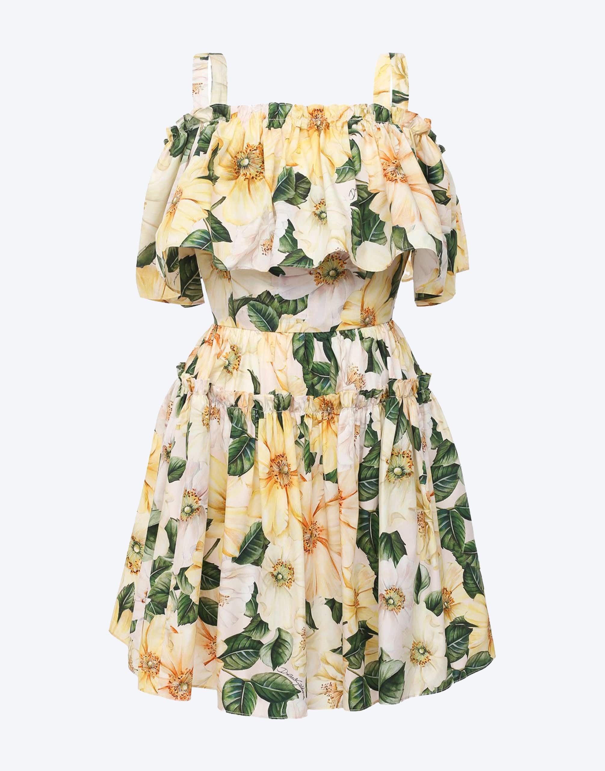 Floral Poplin Off-The-Shoulder Mini Dress
