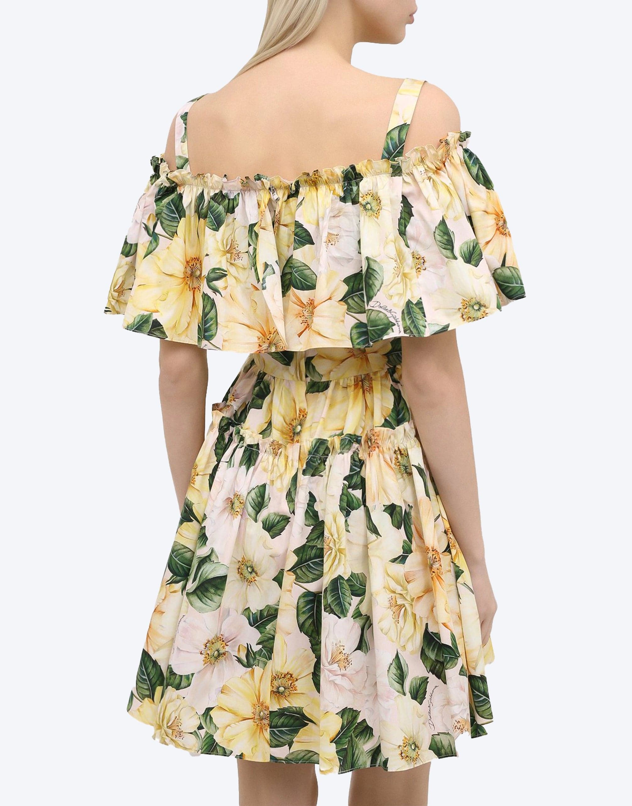 Dolce & Gabbana Floral Poplin Off-The-Shoulder Mini Dress
