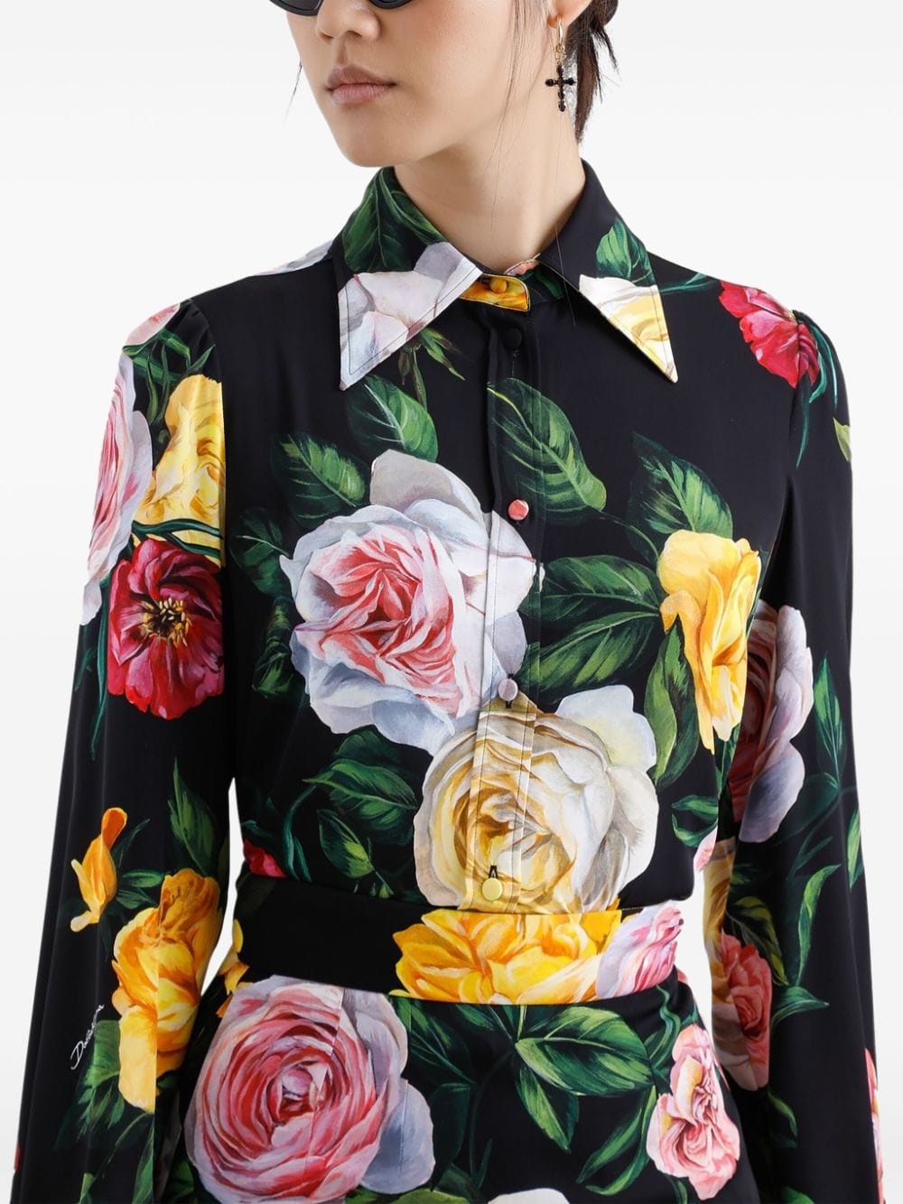 Dolce & Gabbana Floral-Print Charmeuse Shirt