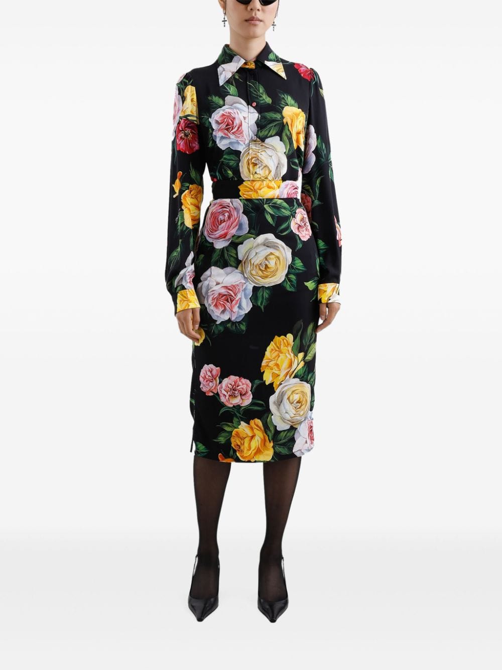 Dolce & Gabbana Floral-Print Charmeuse Shirt