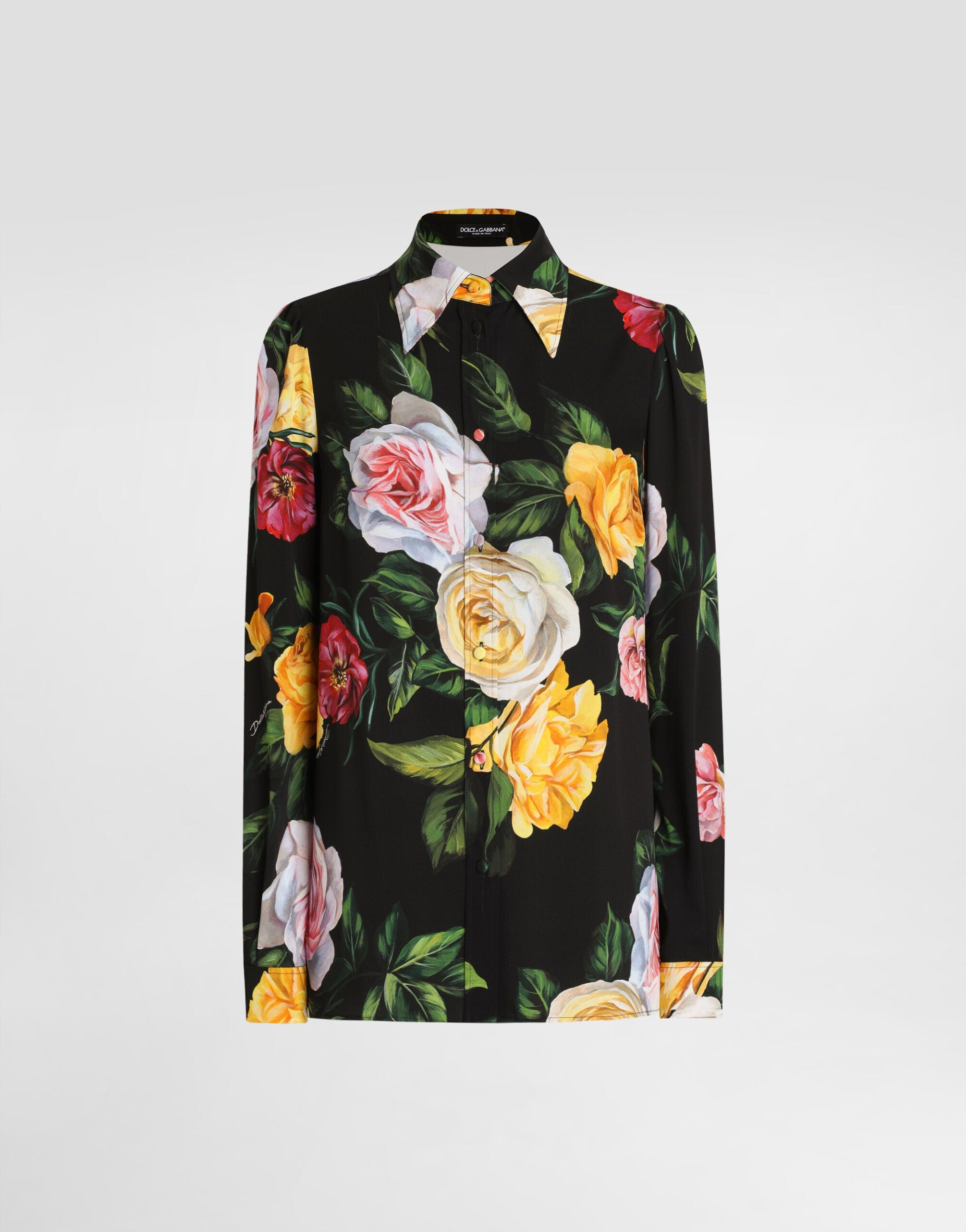 Dolce & Gabbana Floral-Print Charmeuse Shirt