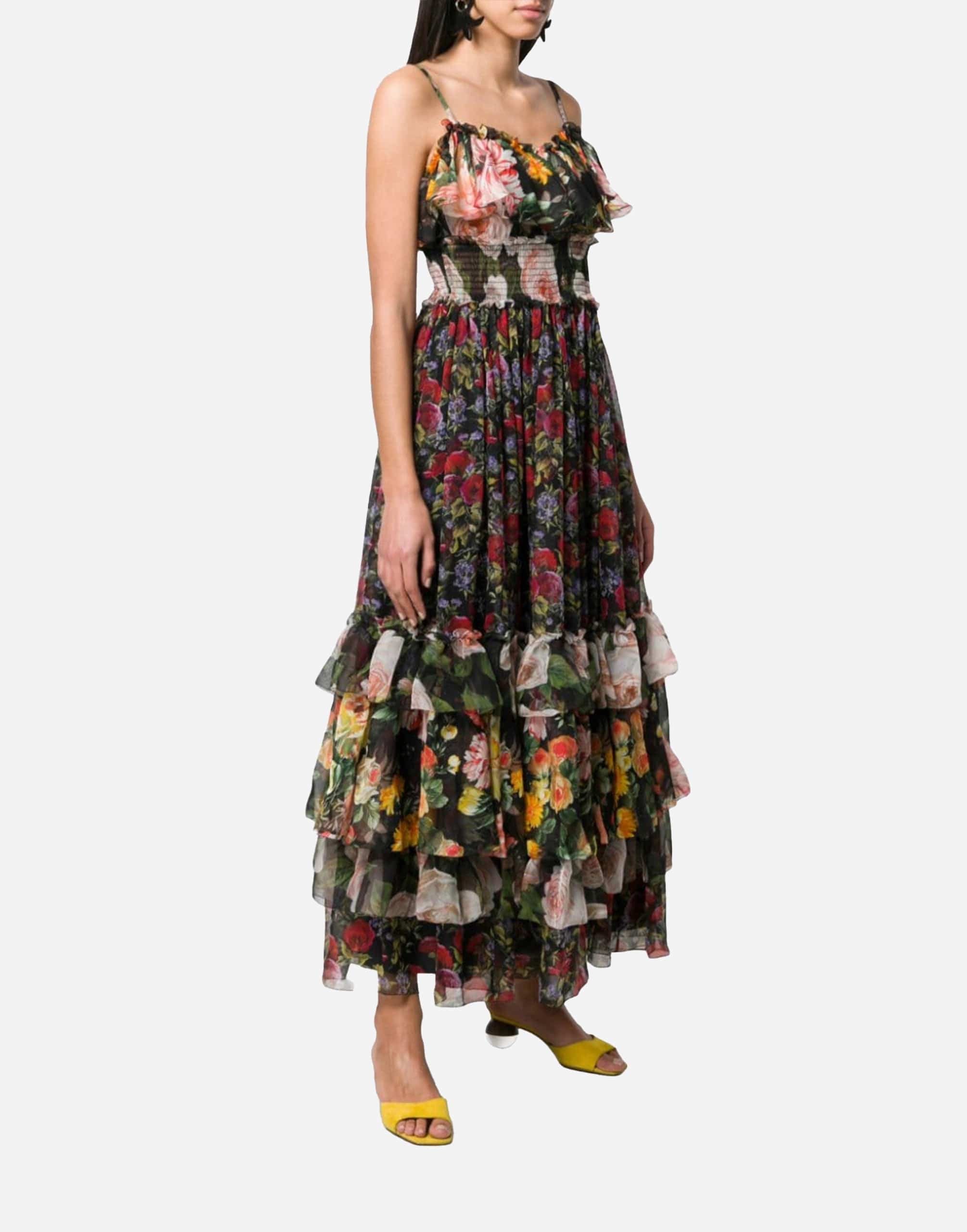 Floral Print Chiffon Layered Dress