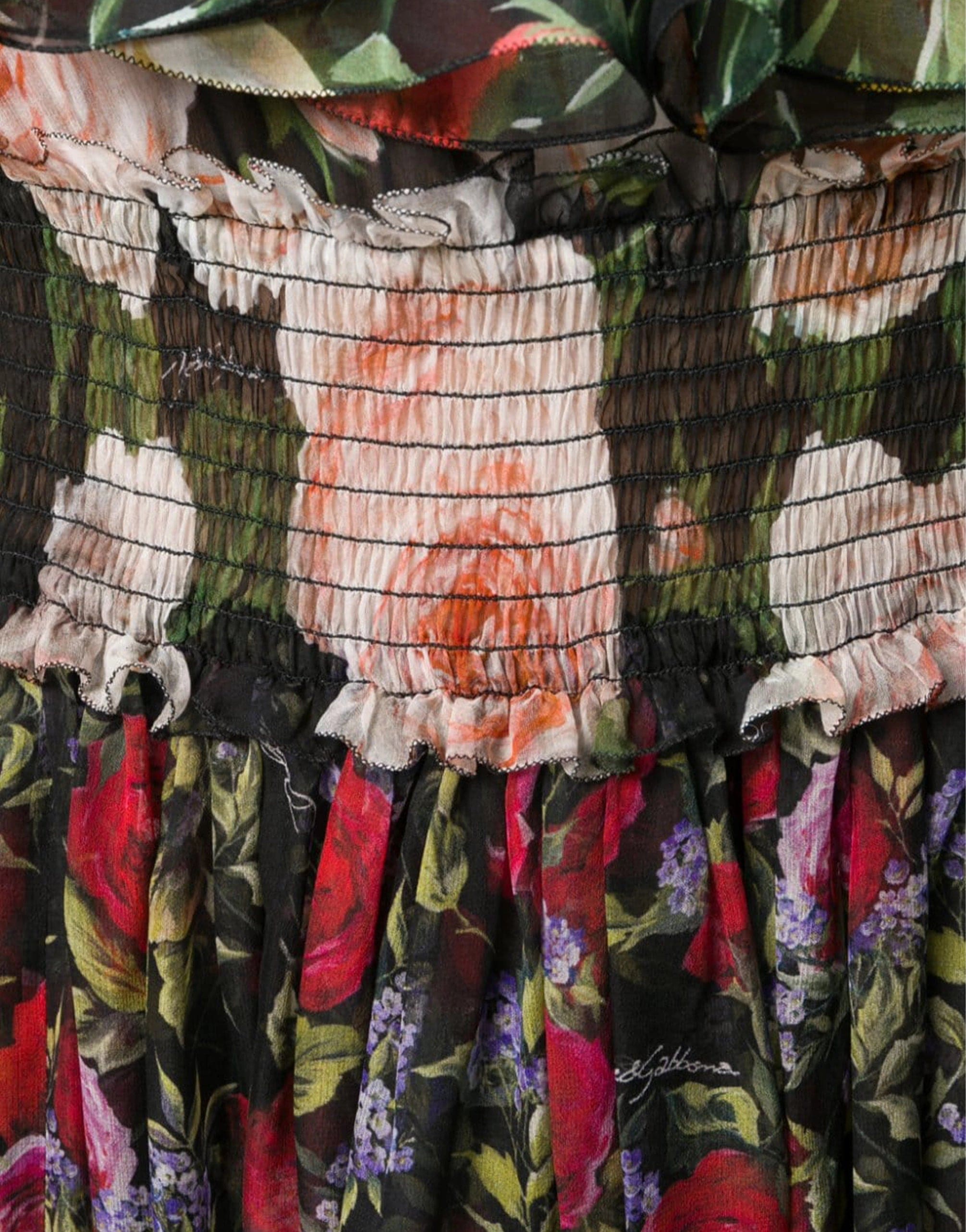 Dolce Gabbana Floral Print Chiffon Layered Dress Sendegaro BR