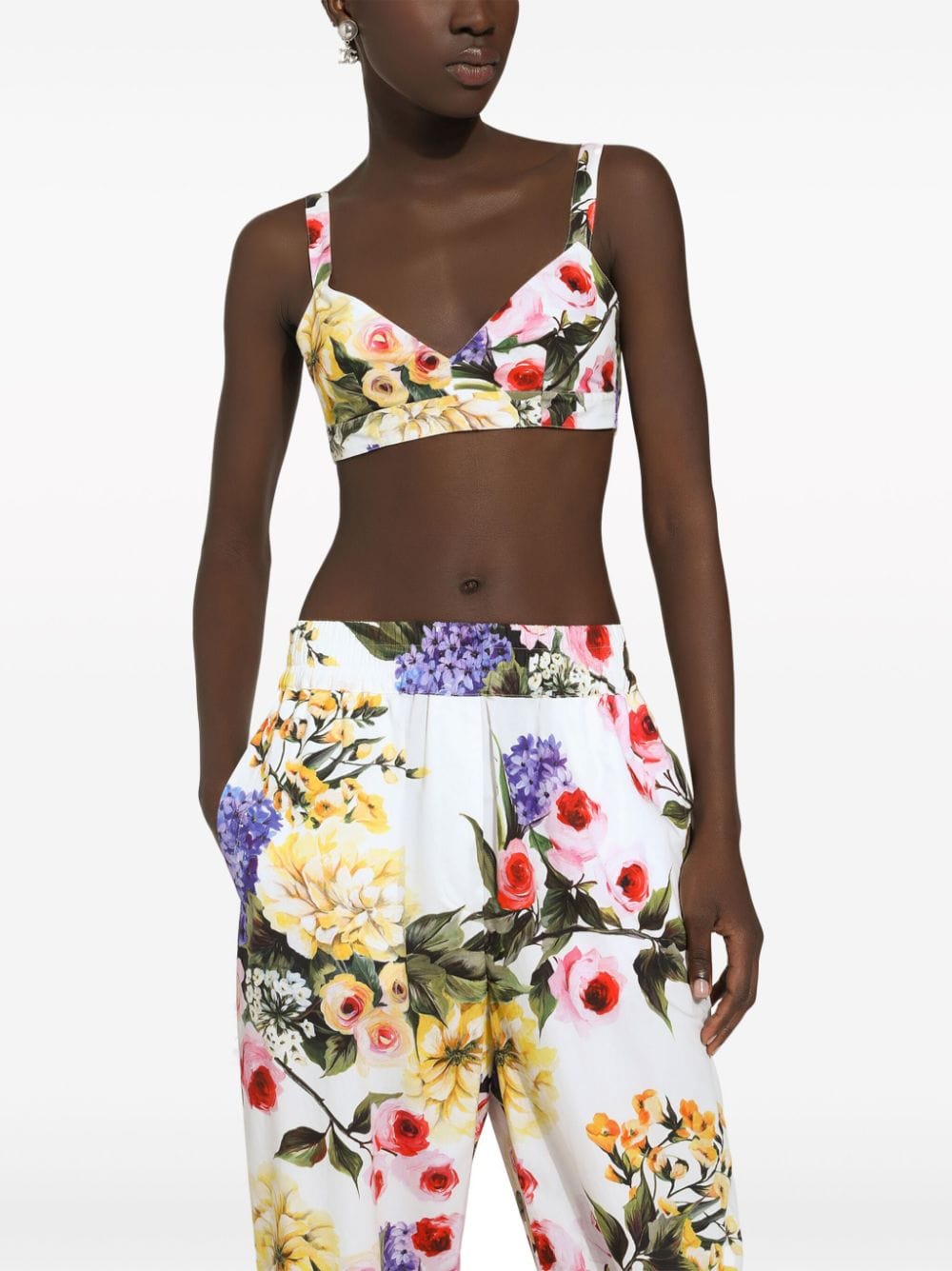 Dolce & Gabbana Floral-Print Cotton Crop Top