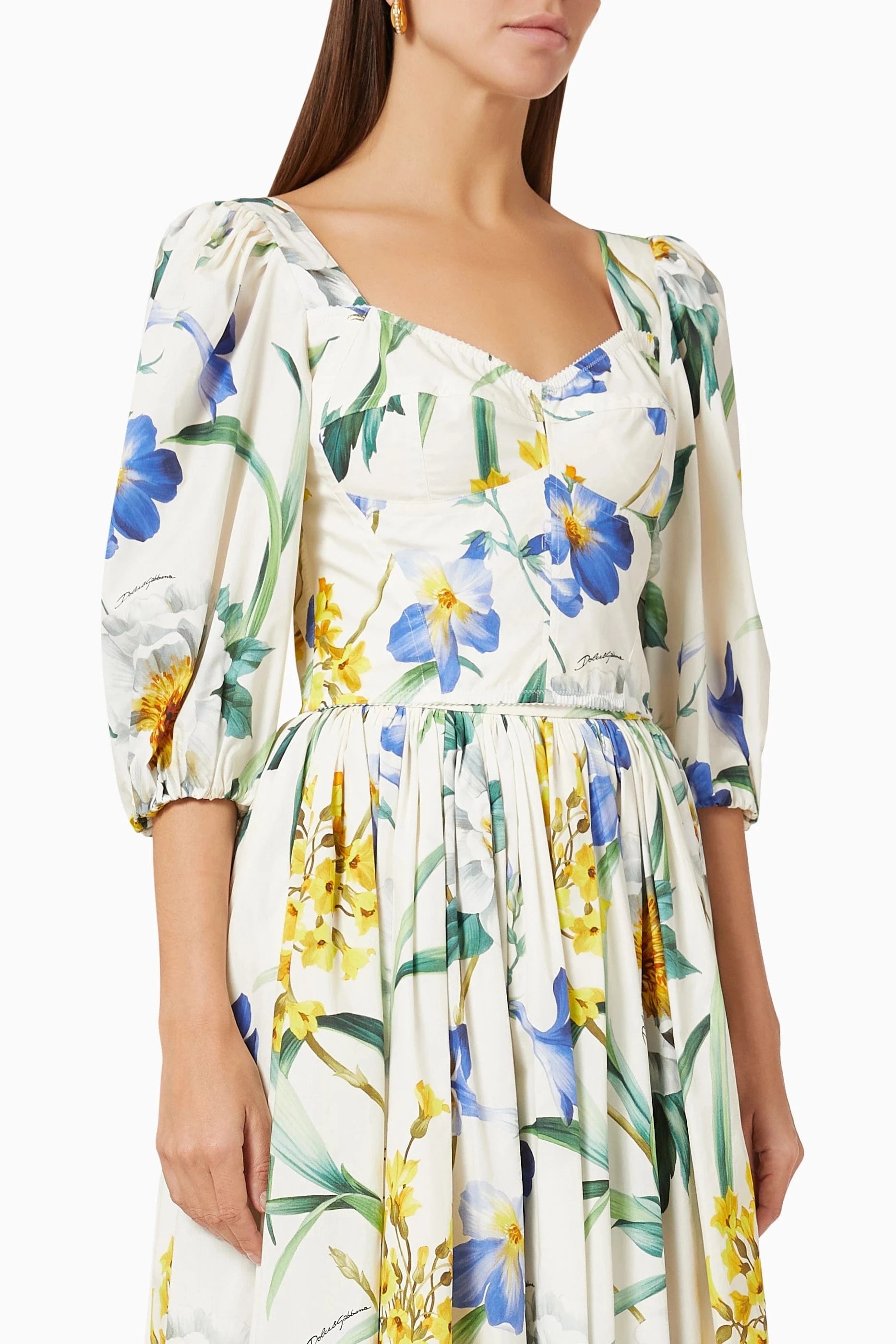 Dolce & Gabbana Floral-Print Cropped Blouse