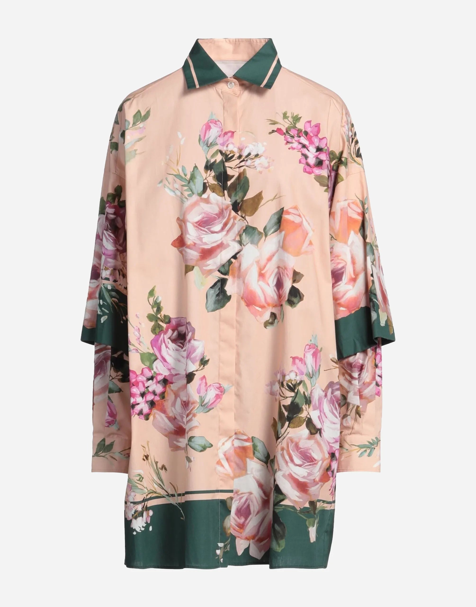 Dolce & Gabbana Floral-Print Double-Sleeves Cotton Poplin Shirt