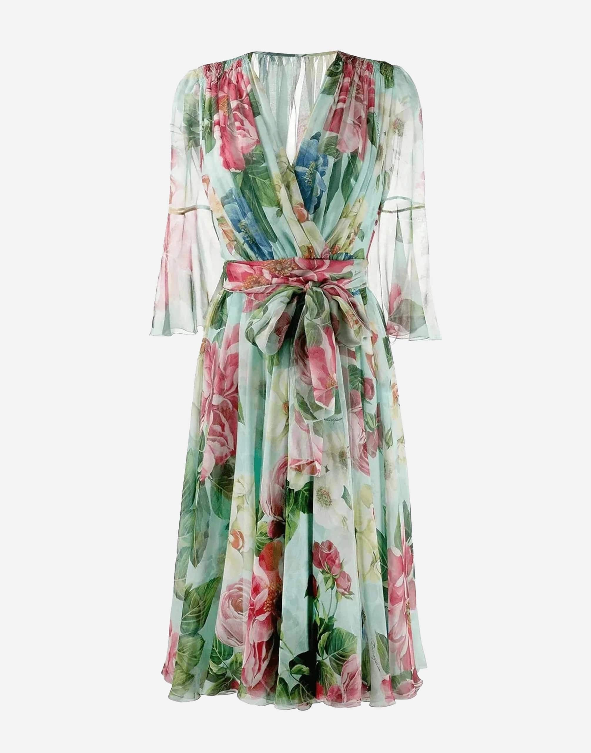 Dolce & Gabbana Floral Print Flared Midi Dress