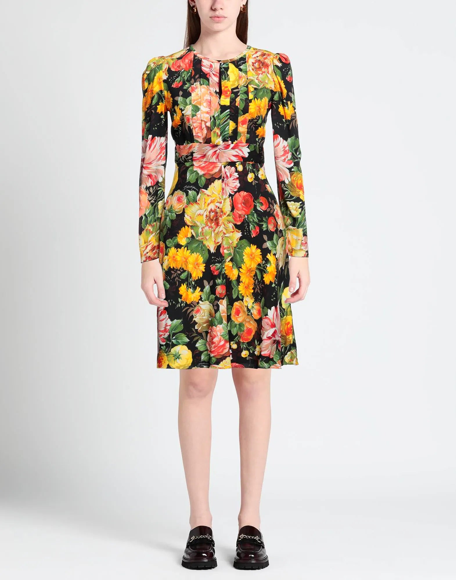 Dolce & Gabbana Floral Print Long Sleeve Midi Dress - alternate view