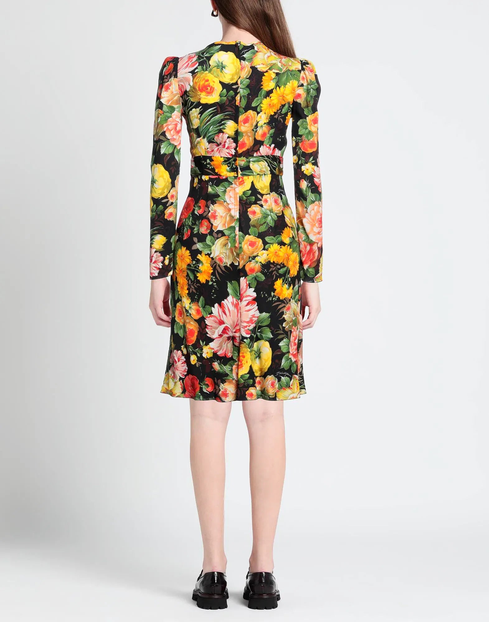 Dolce & Gabbana Floral Print Long Sleeve Midi Dress