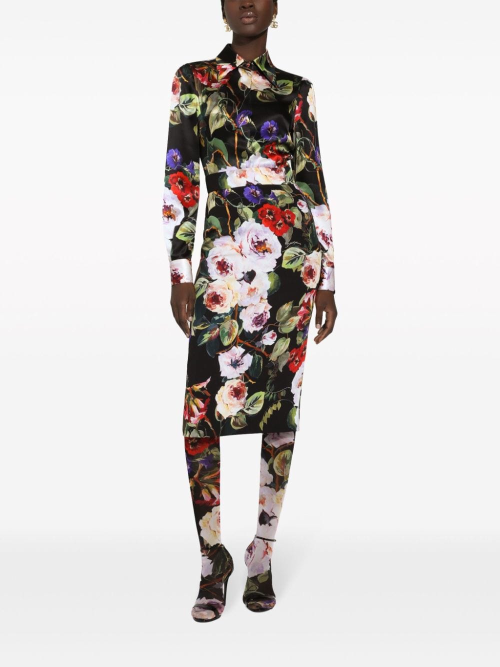 Dolce & Gabbana Floral-Print Long-Sleeve Shirt