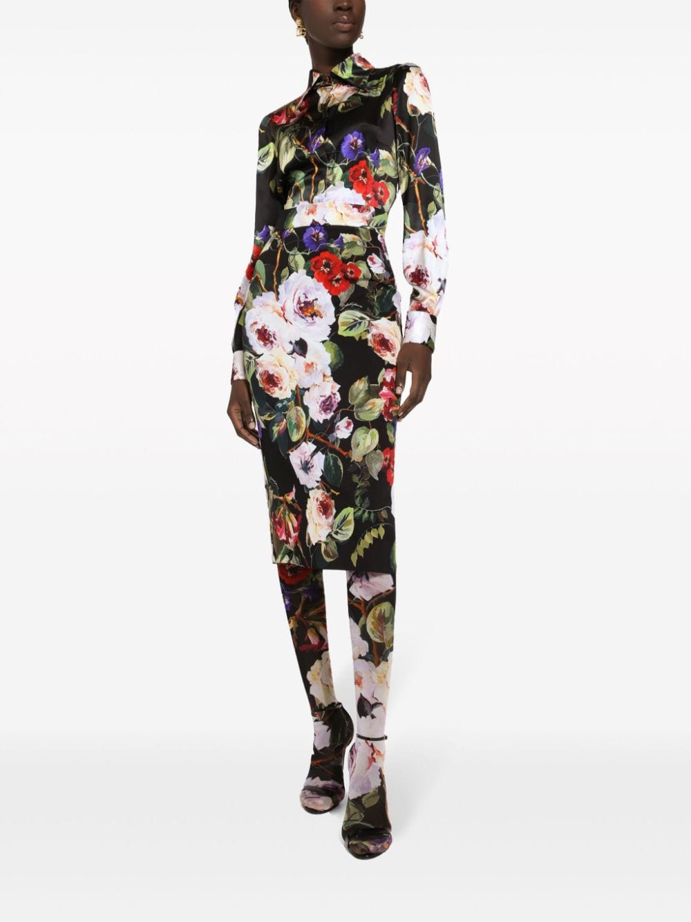 Dolce & Gabbana Floral-Print Long-Sleeve Shirt