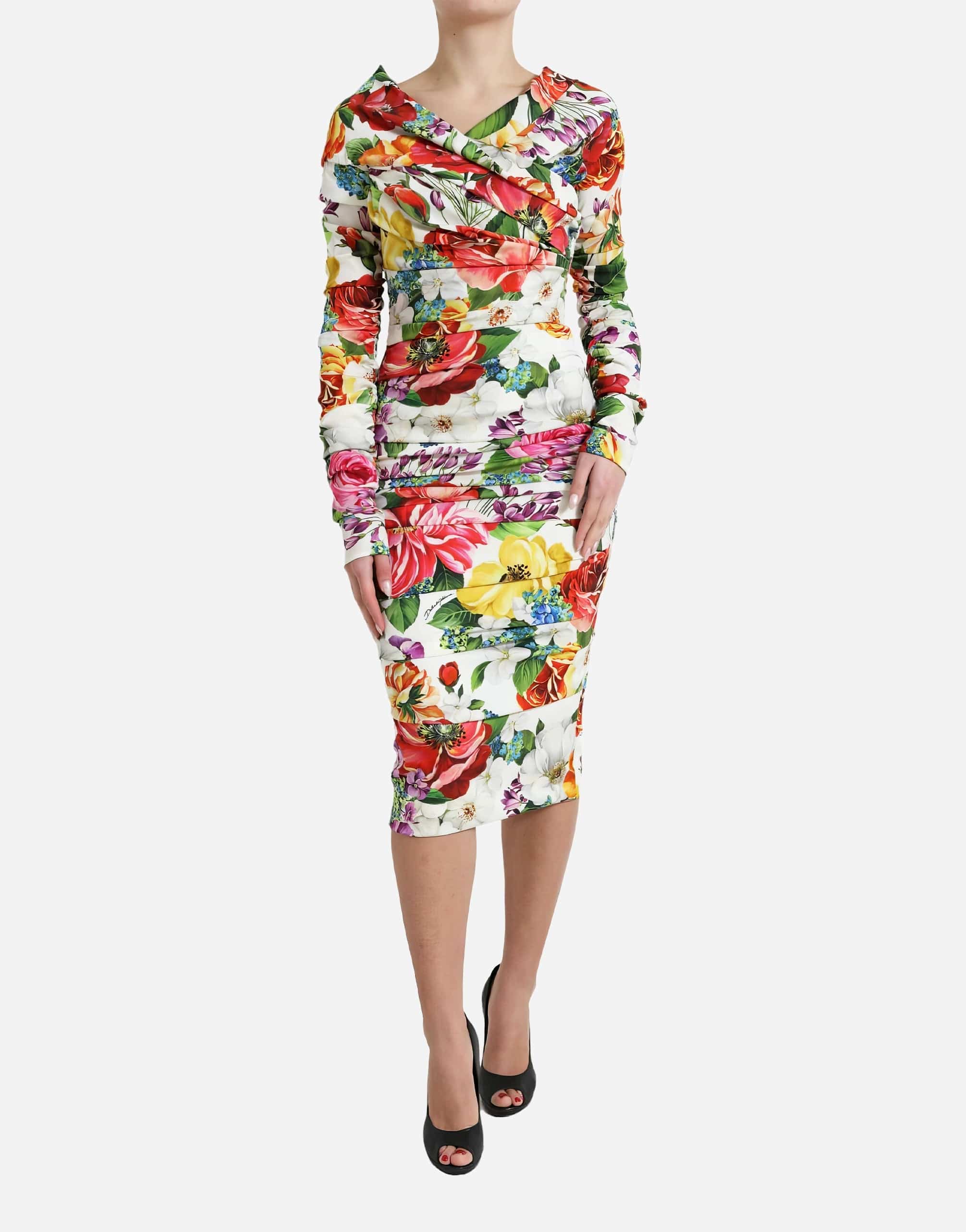 Dolce & Gabbana Floral-Print Midi Pencil Dress