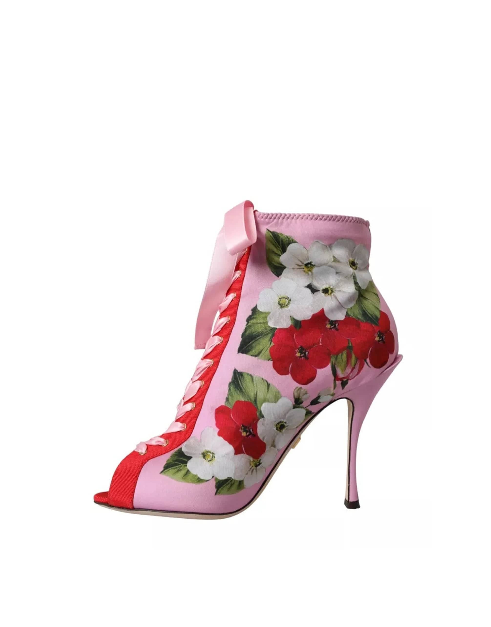 Dolce & Gabbana Floral Print Open Toe Stretch Boots