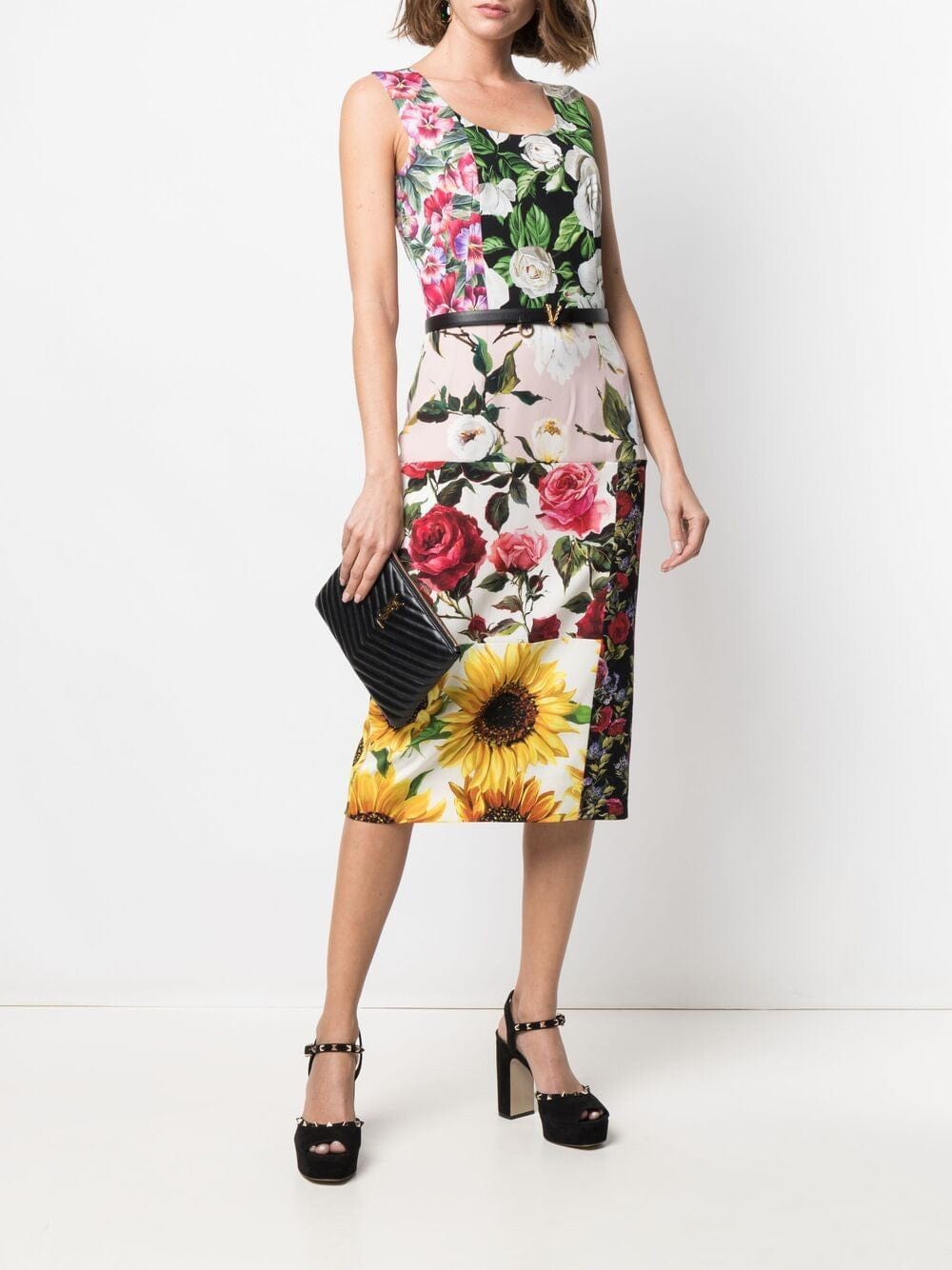 Floral-Print Panelled Dress