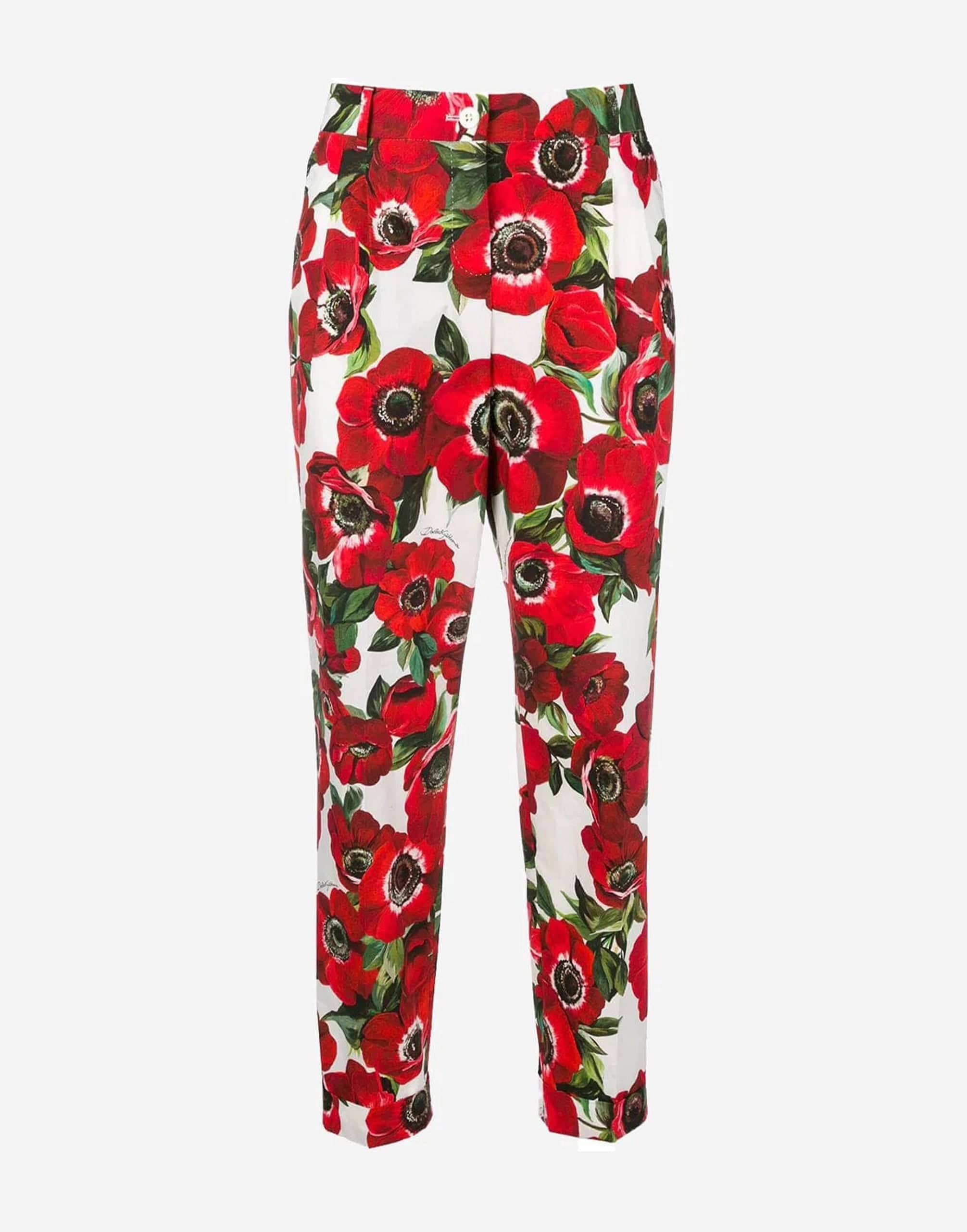Dolce & Gabbana Floral-Print Cotton Pants