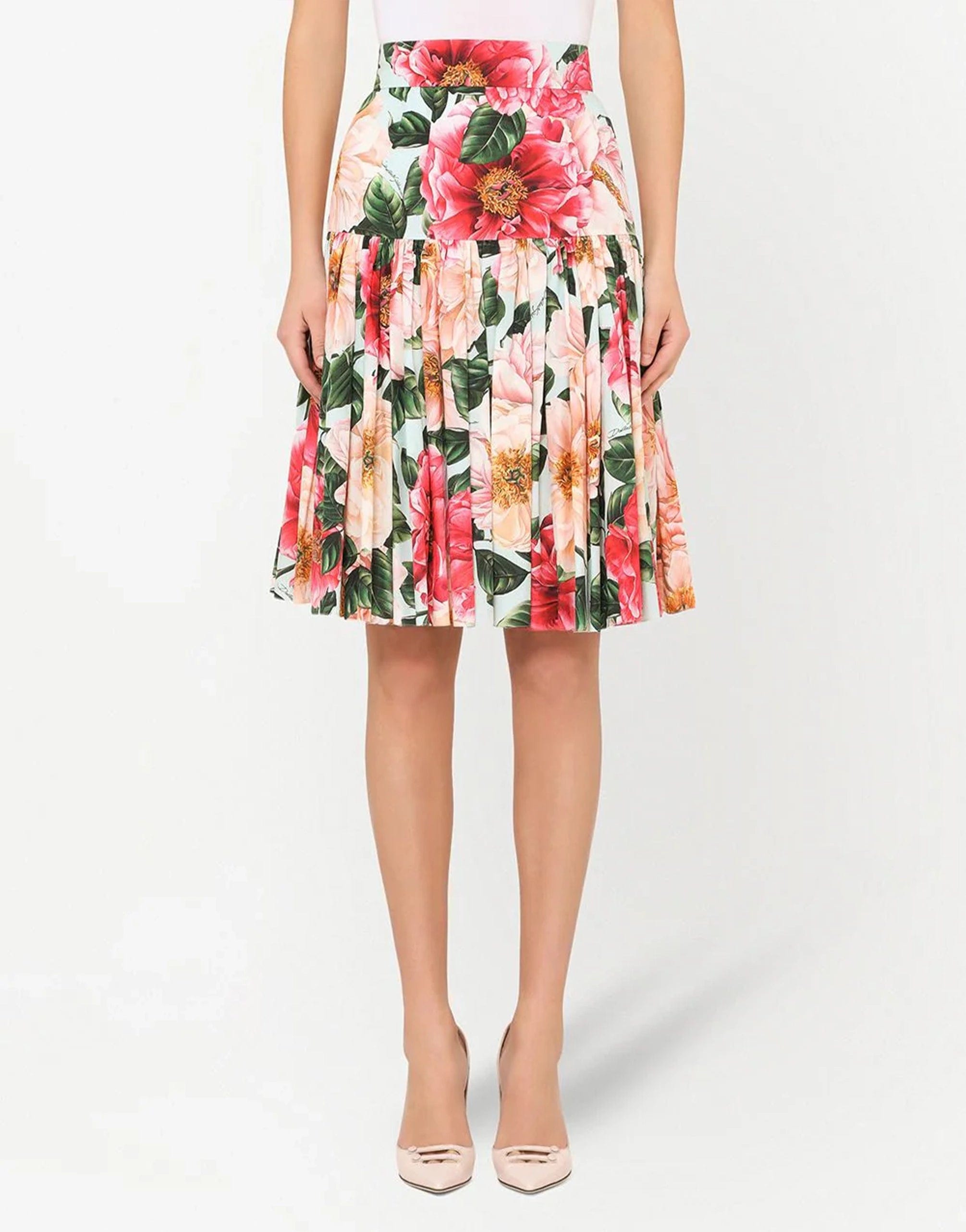 Dolce & Gabbana Floral-Print Pleated Skirt