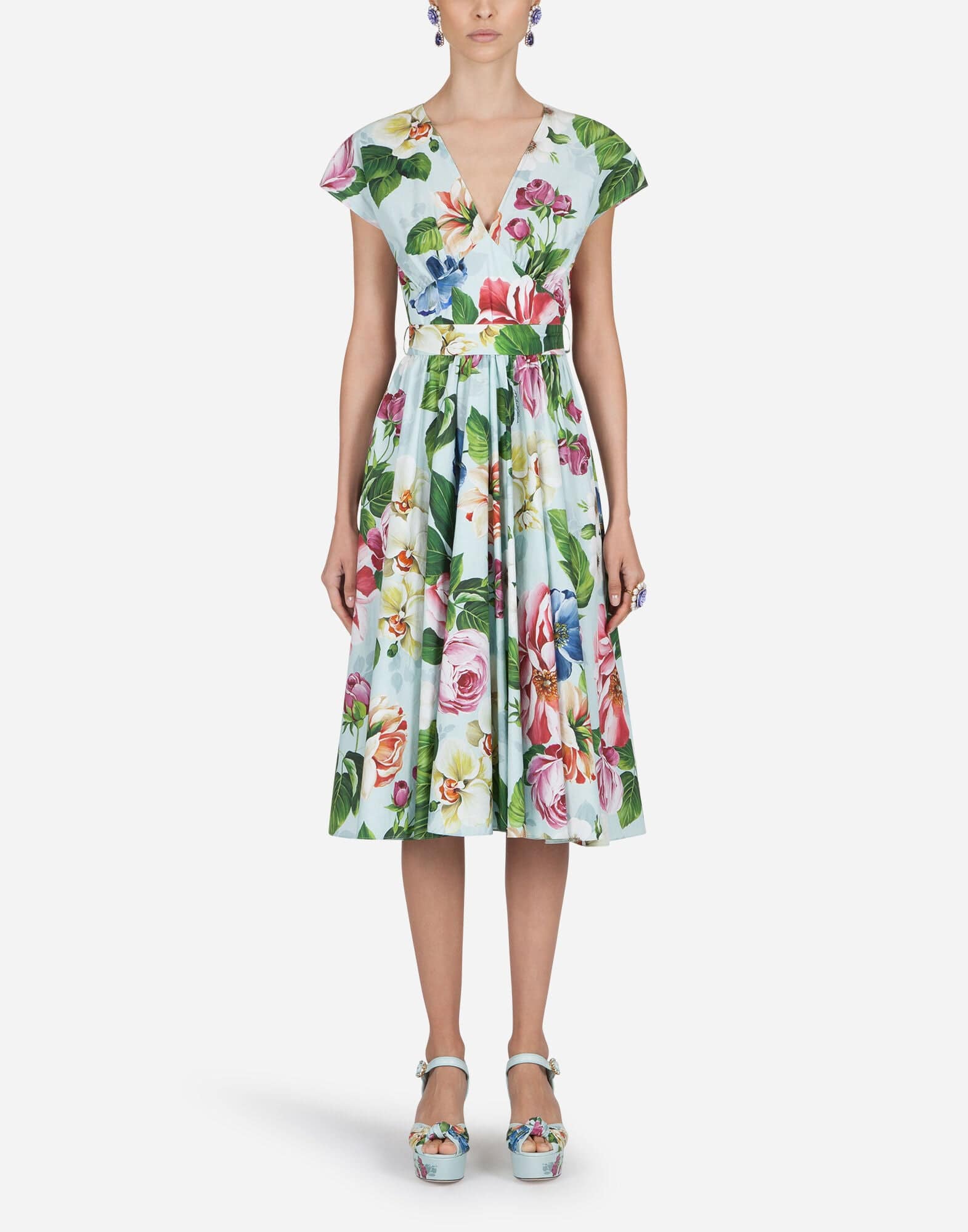Dolce & Gabbana Floral-Print Poplin Midi Dress