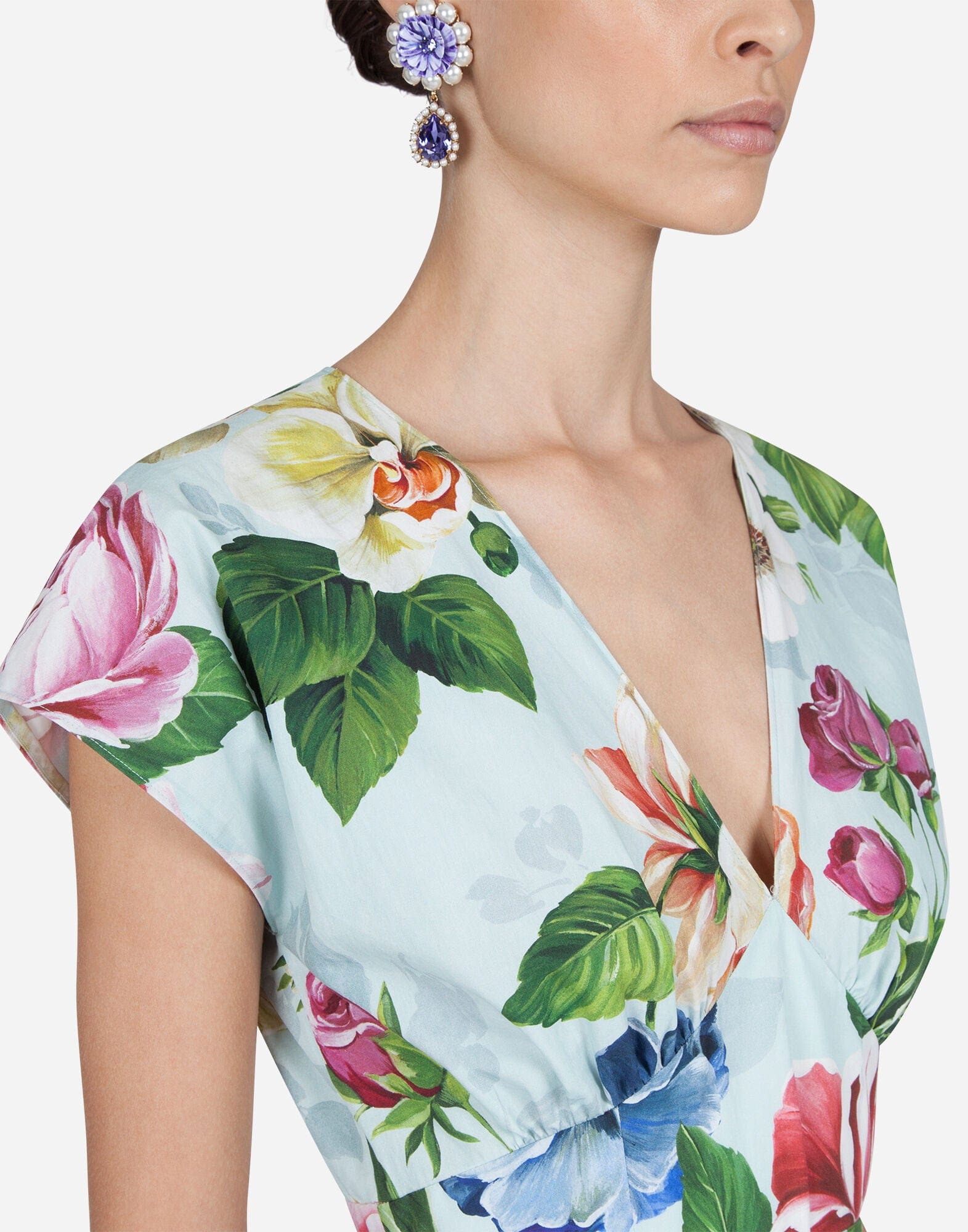 Dolce & Gabbana Floral-Print Poplin Midi Dress