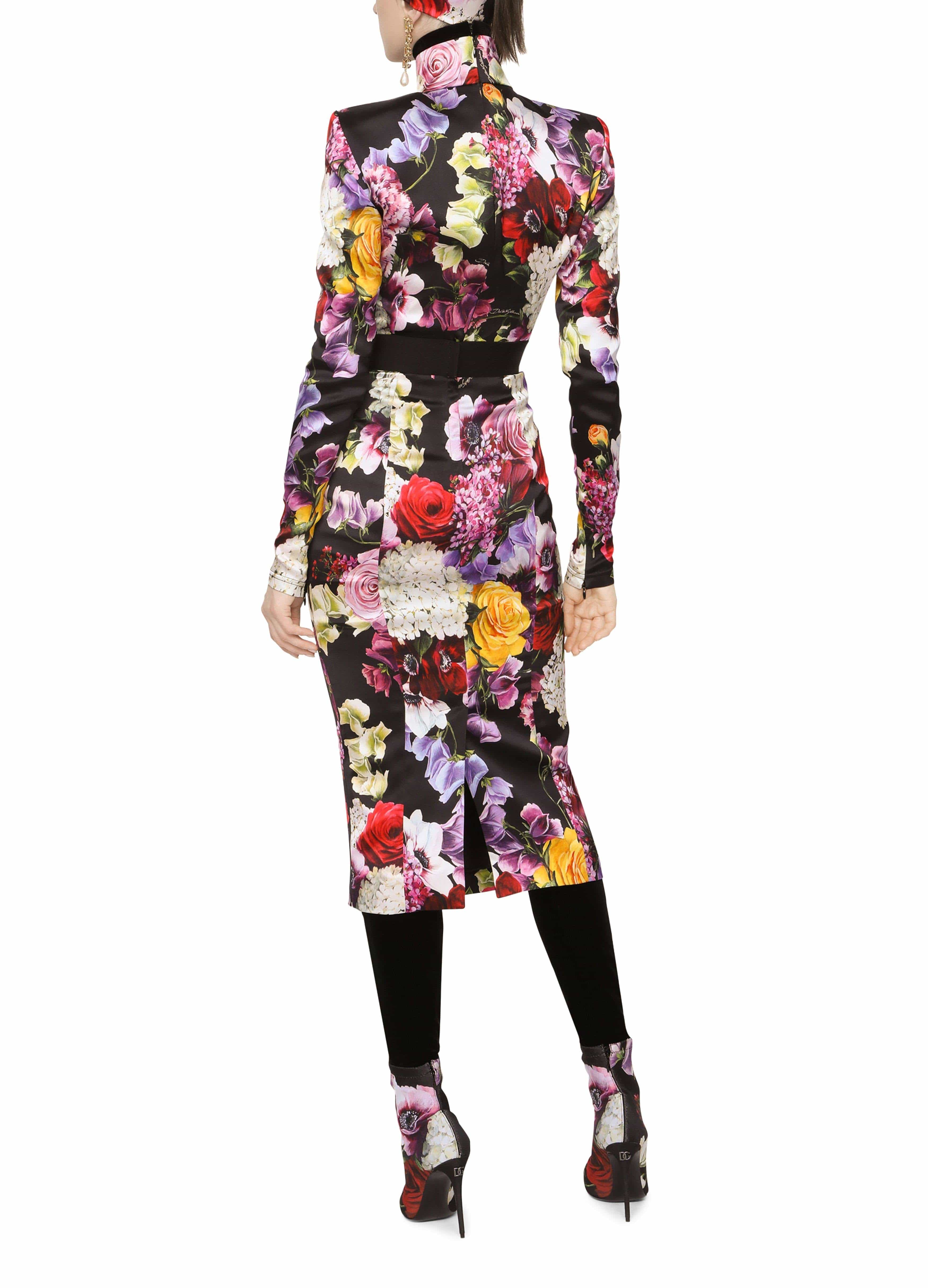 Dolce & Gabbana Floral Print Satin Turtleneck Top | Sendegaro LB