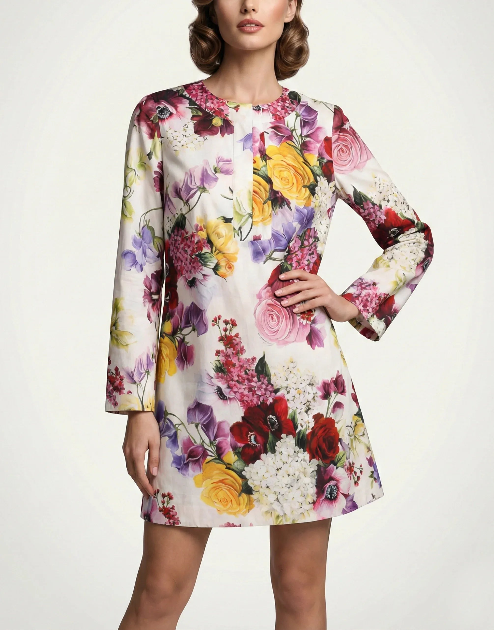 Dolce & Gabbana Floral Print Silk Mini Shift Dress