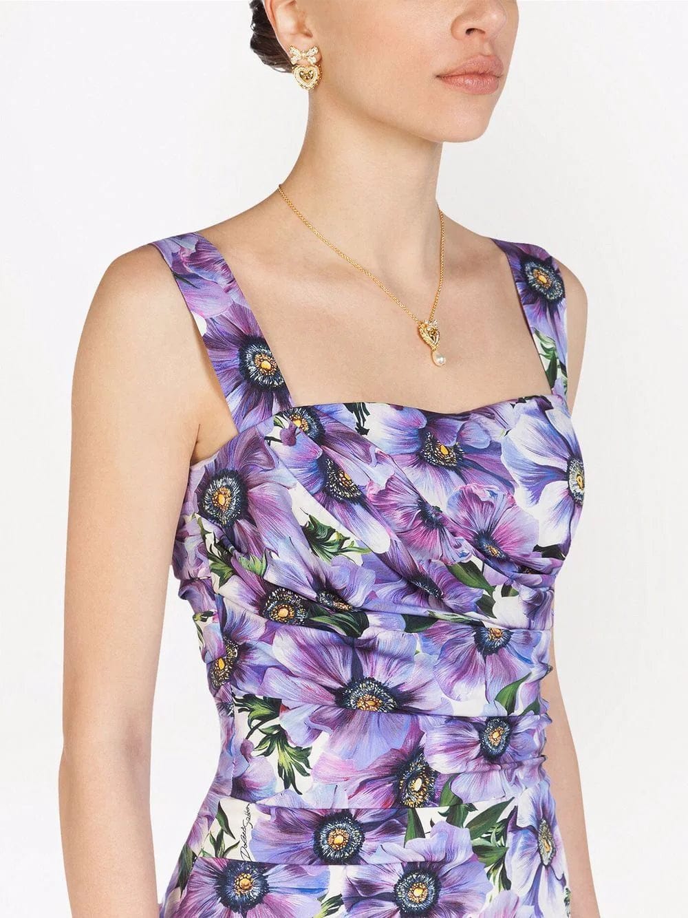 Dolce & Gabbana Floral-Print Silk Pencil Dress