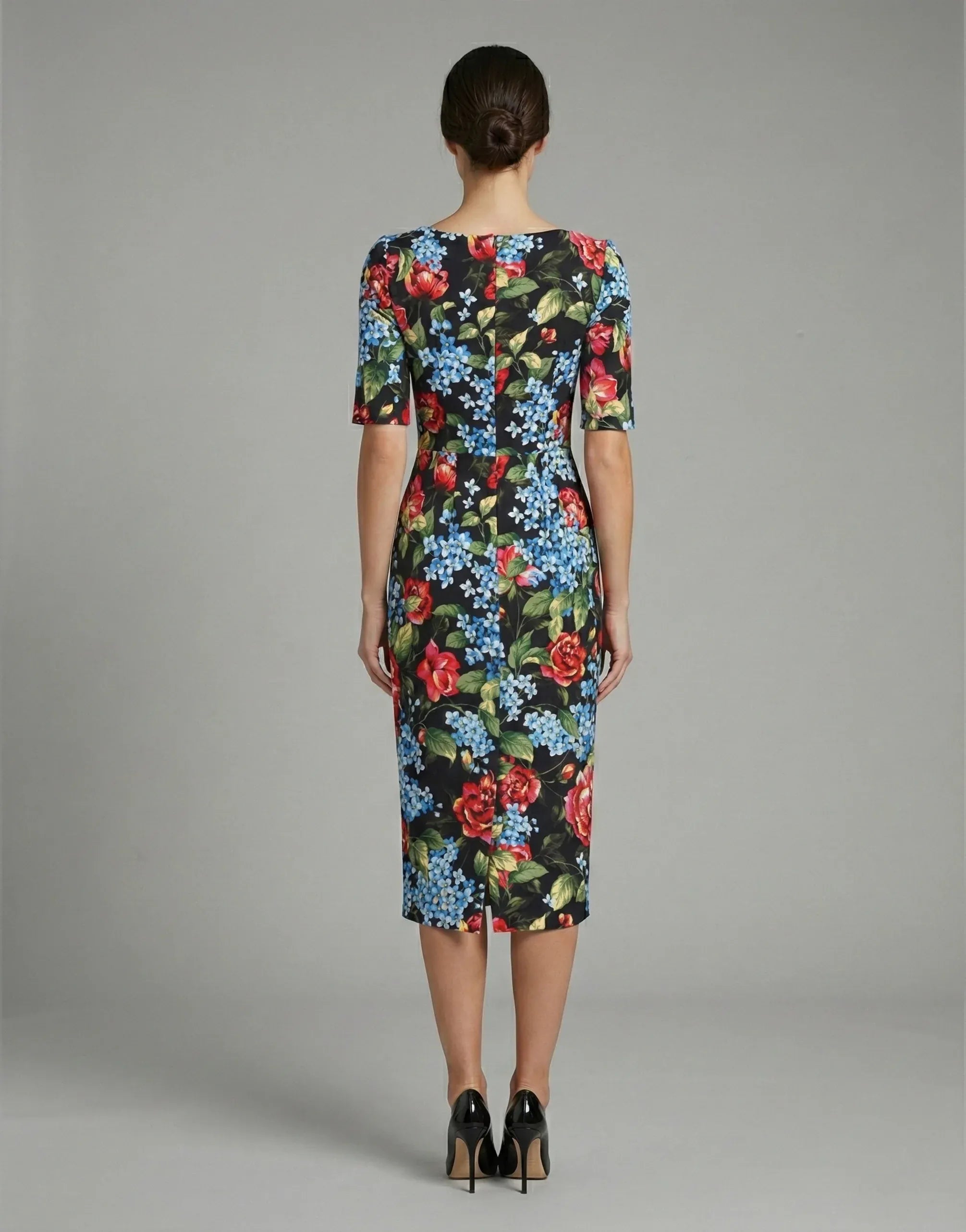 Dolce & Gabbana Floral Print Viscose Sheath Midi Dress