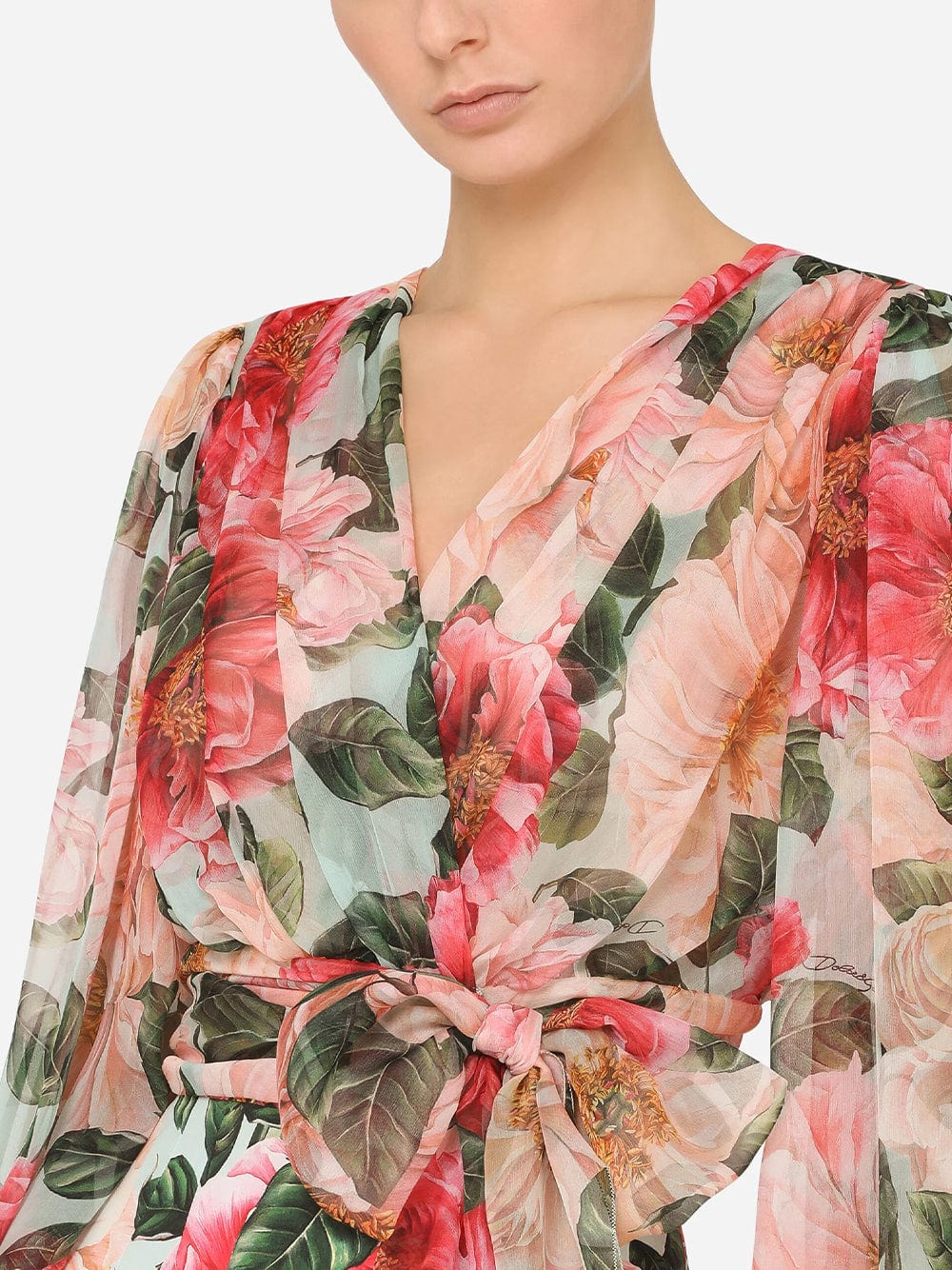 Dolce & Gabbana Floral-Print Wrap-Style Blouse
