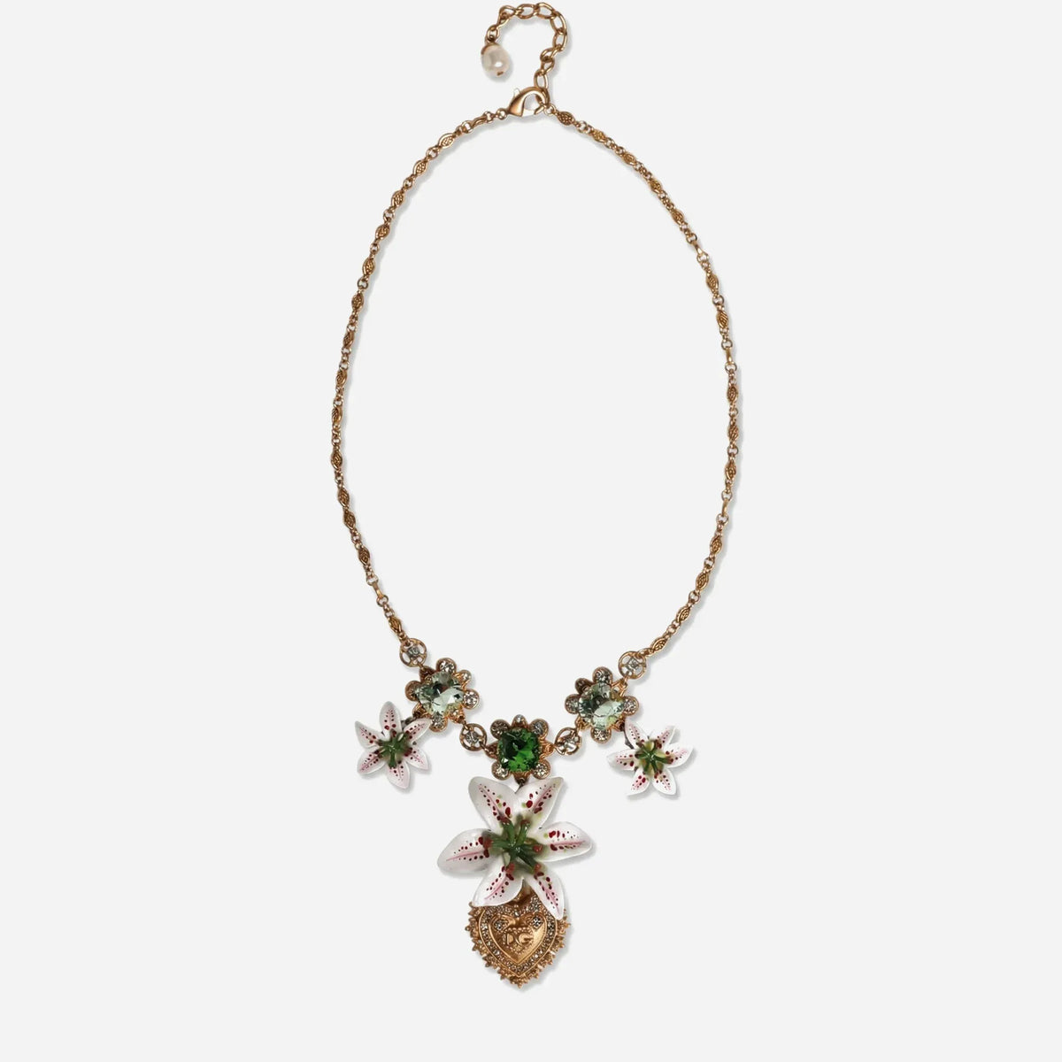 め14● DOLCE & GABBANA フラワーモチーフ ネックレス Dolce & Gabbana フローラル・セイクリッドハート・ネックレス