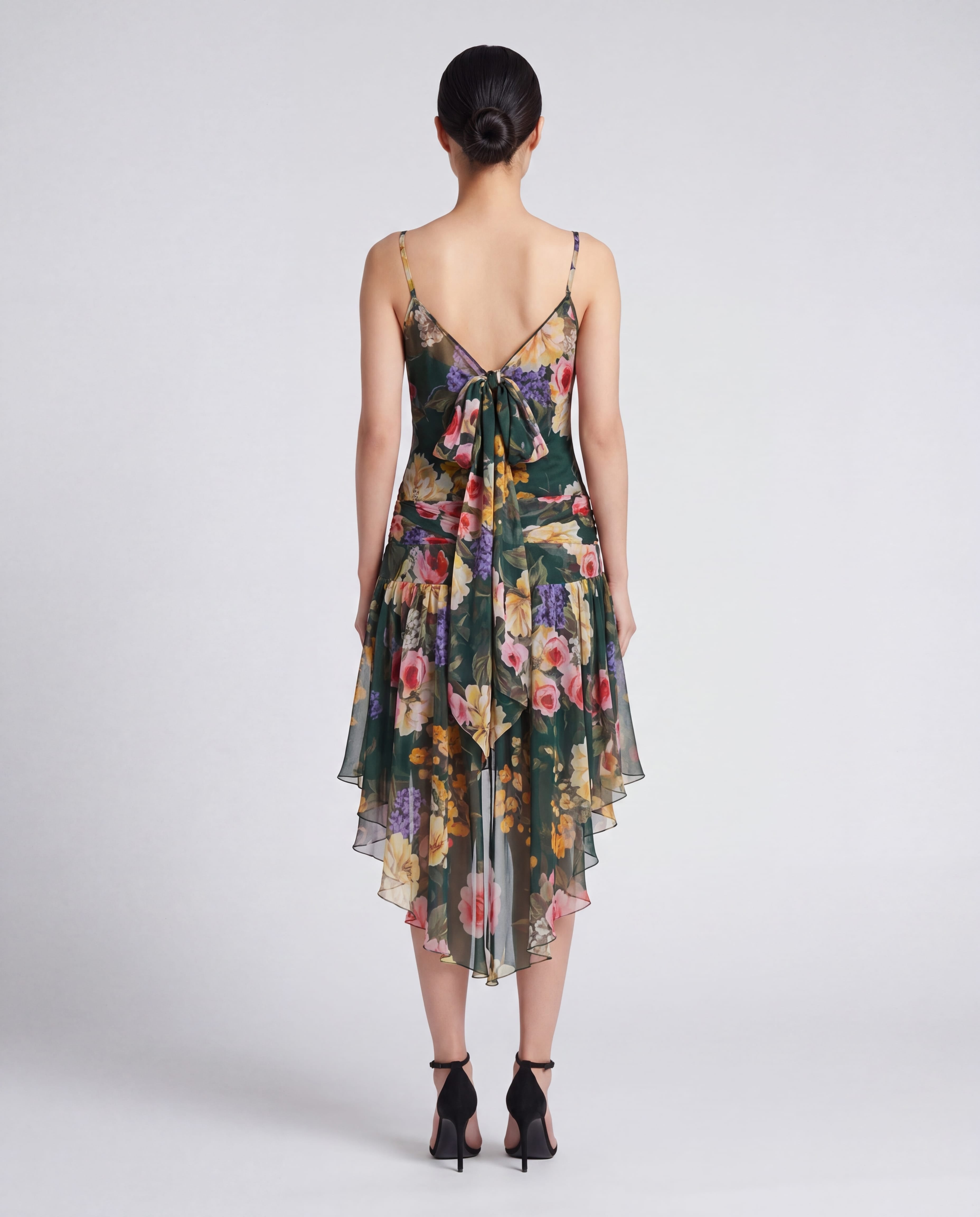 Dolce & Gabbana Floral Silk Chiffon Asymmetric Dress