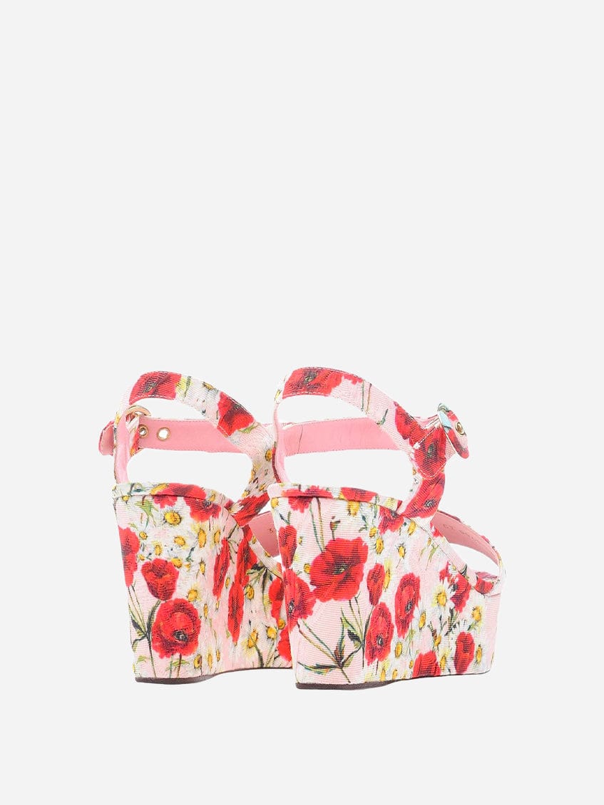 DOLCE & GABBANA Floral-print brocade wedge sandals