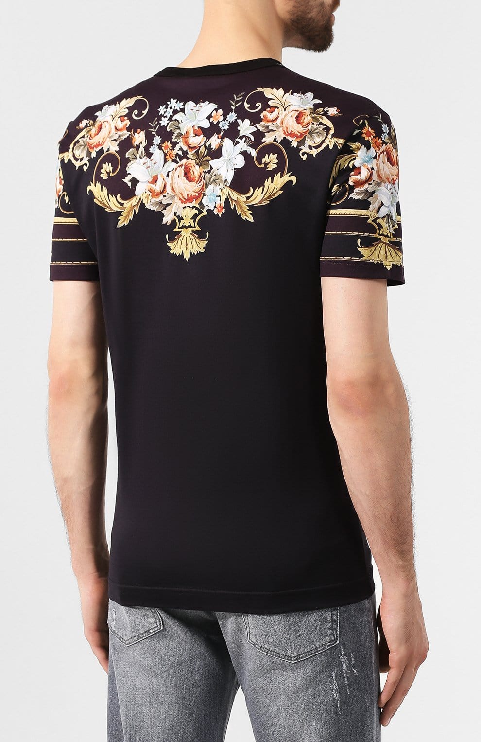Dolce & Gabbana Floral Wreath Logo Print T-Shirt