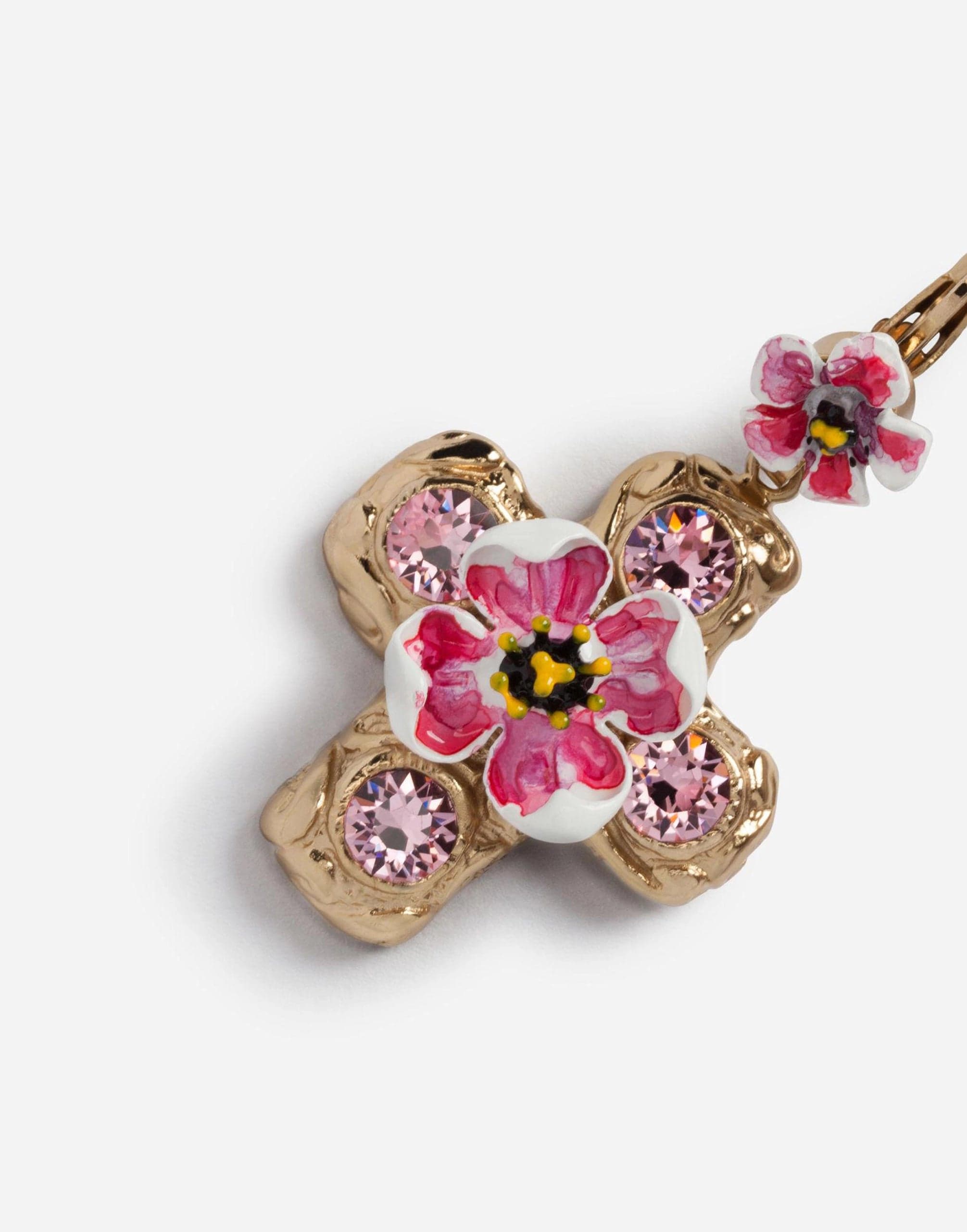 Dolce & Gabbana Flower And Crystal-embellished Cross Earrings
