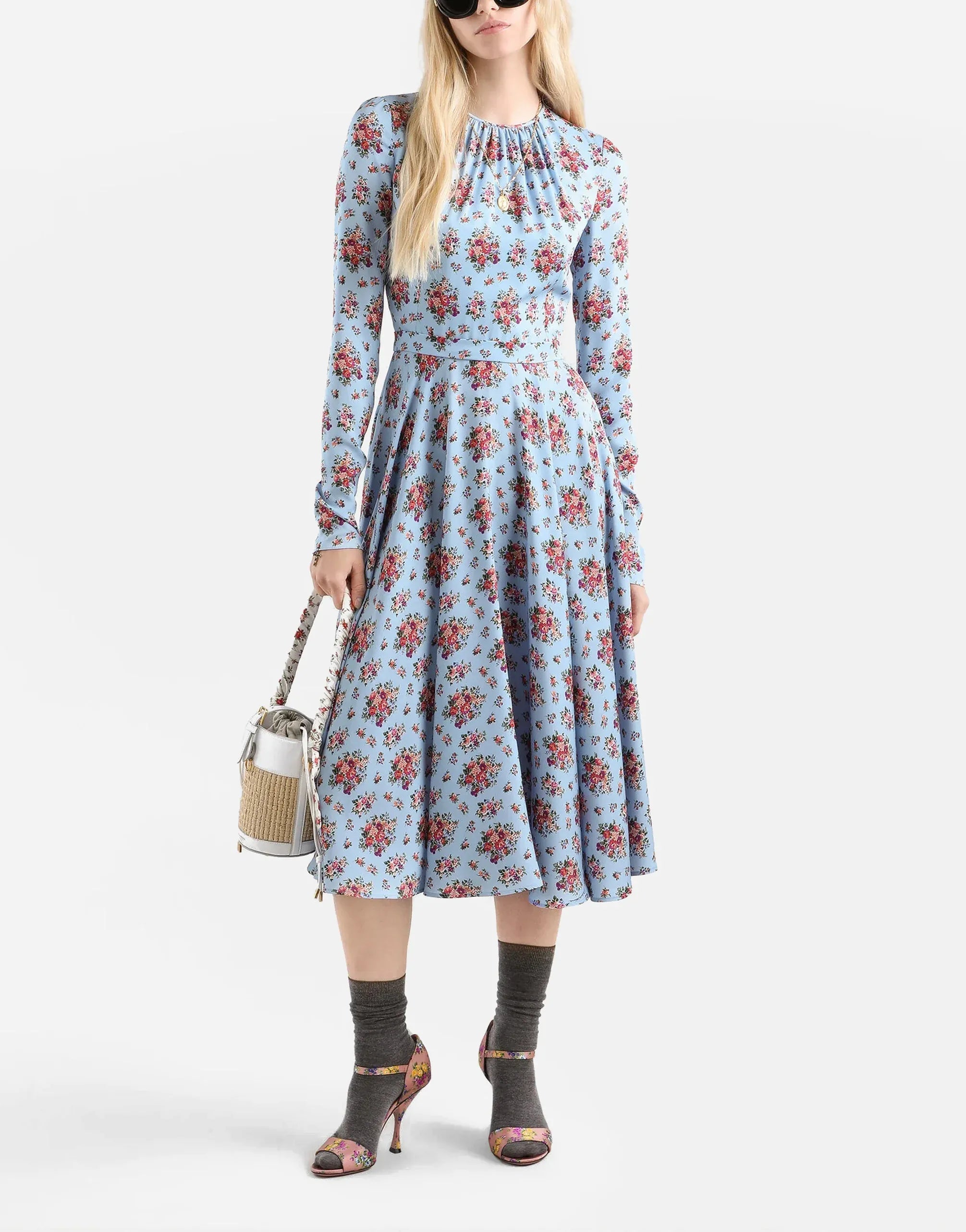 Dolce & Gabbana Flower Bouquets-Print Long Dress