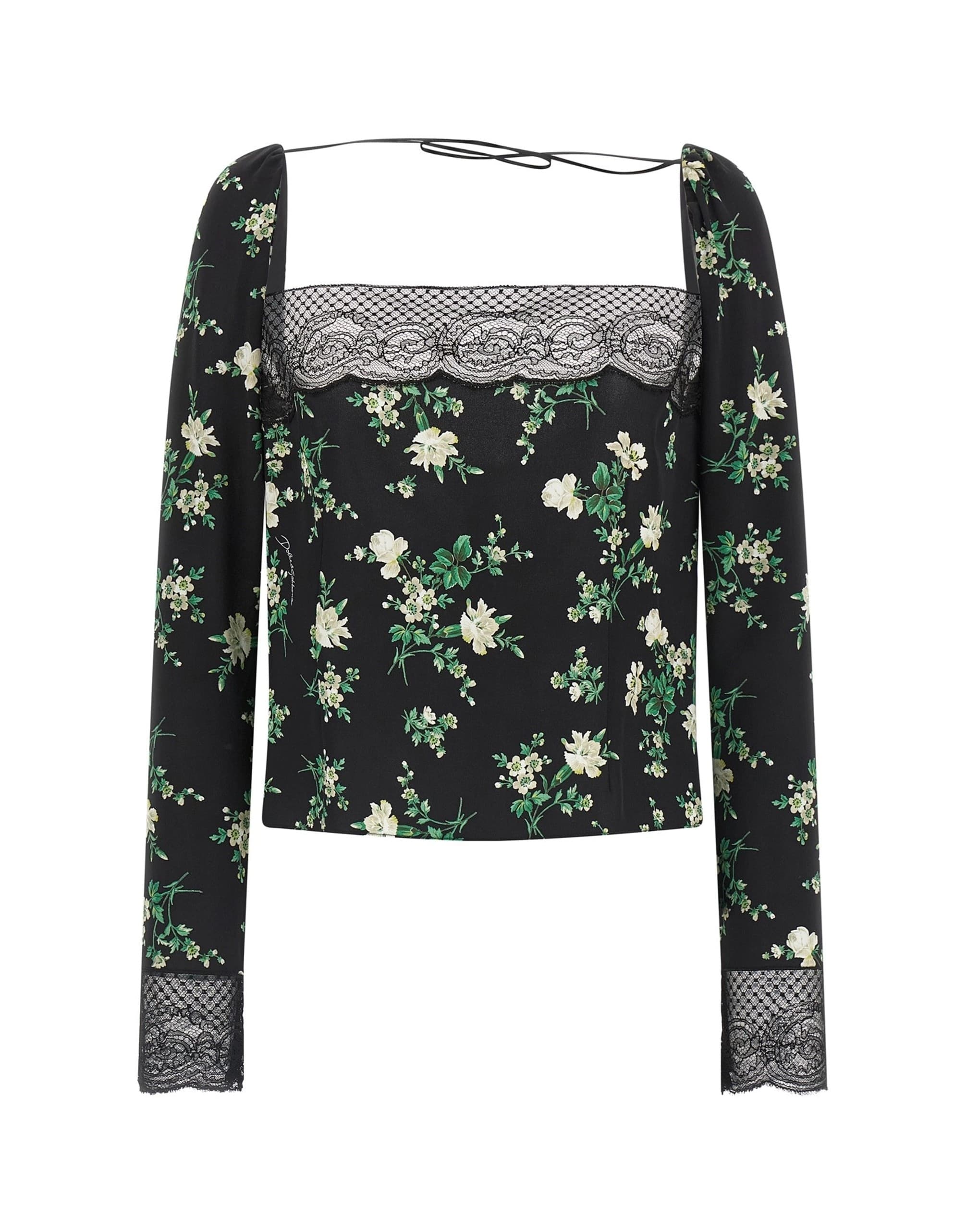 Dolce & Gabbana Dolce & Gabbana Flower Print Lace Insert Top