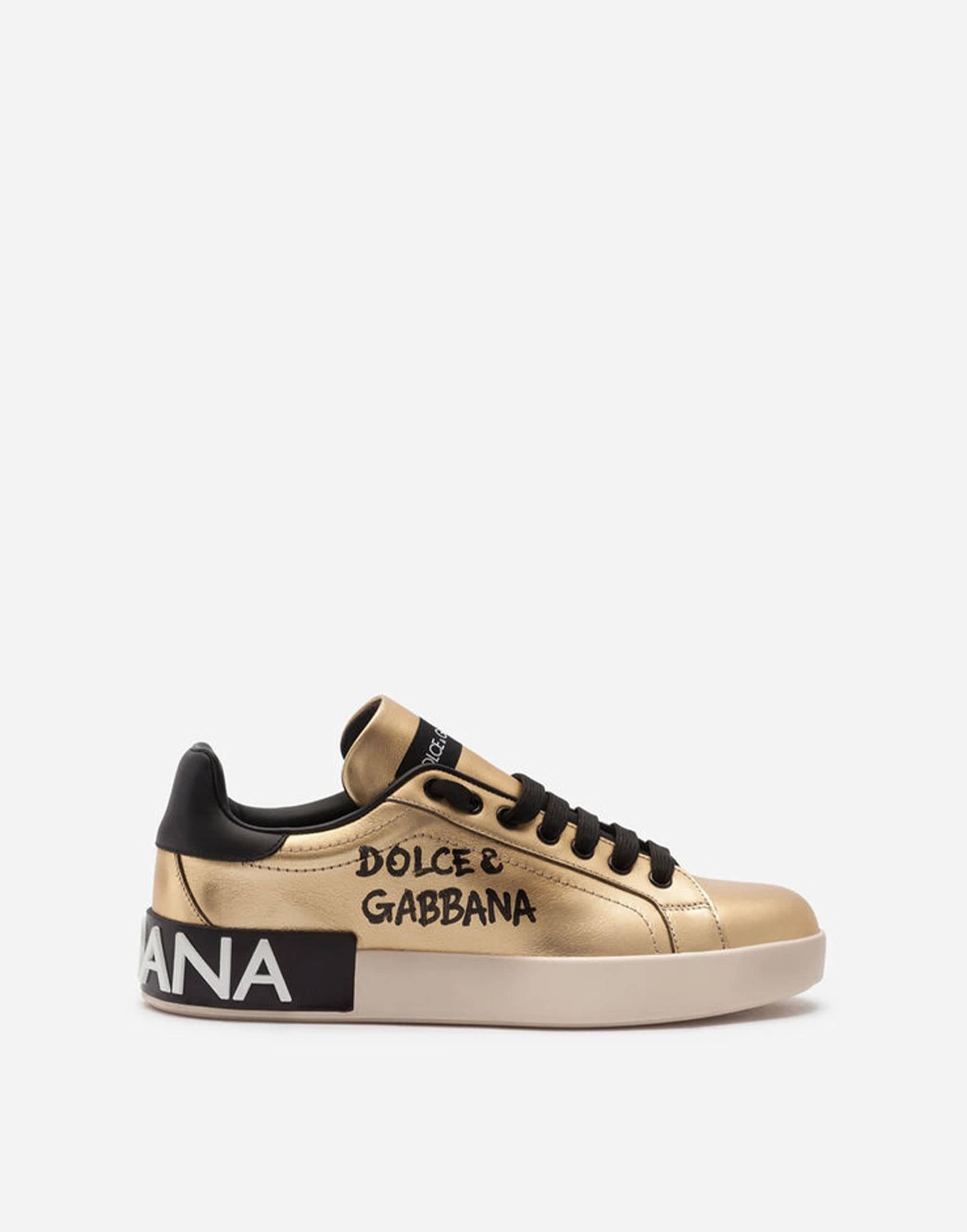 Dolce & Gabbana Foiled Calfskin Portofino Sneakers